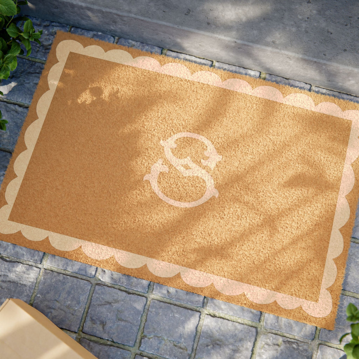 DoormatMonogrammed Scallop Doormat (White)Britt Mills Design