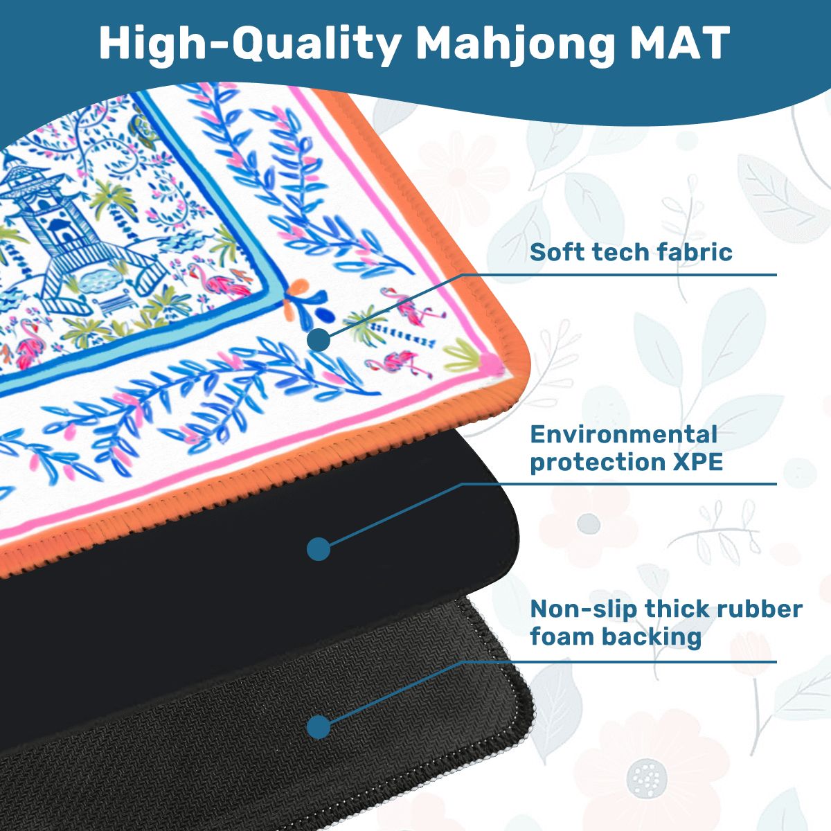 Colorful Chinoiserie Mahjong Mat (Non-Neoprene)