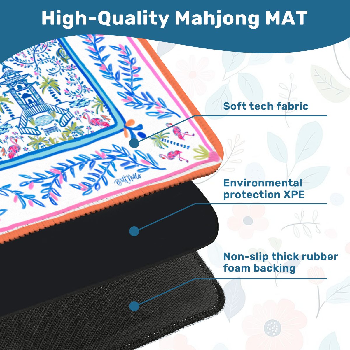 Coastal Chinoiserie Mini Travel Mahjong Mat (Non-Neoprene)