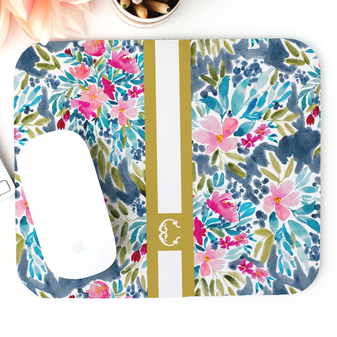 Aria Striped Monogrammed Mouse Pad