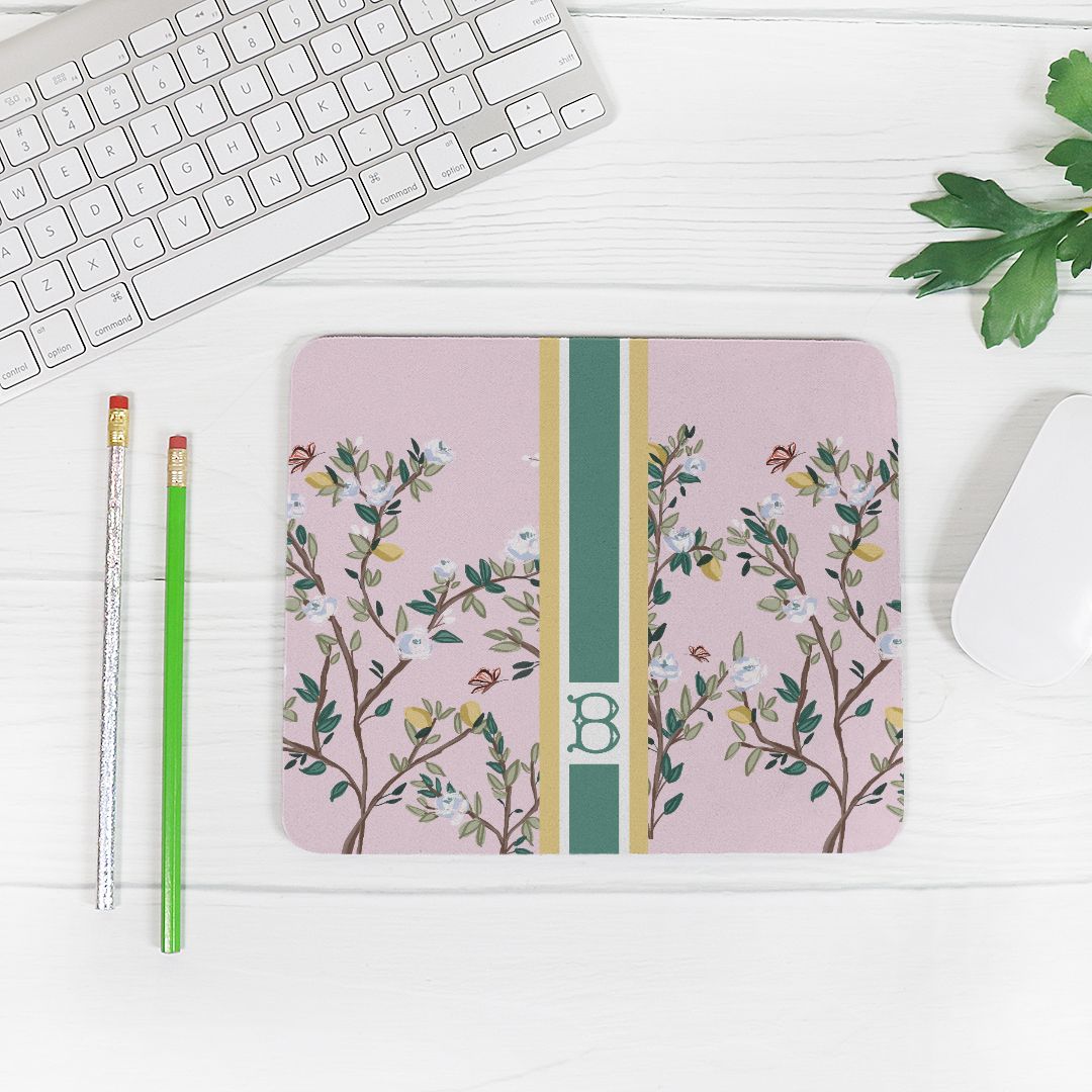 Mouse PadBlossom Garden Striped Monogrammed Mouse PadBritt Mills Design