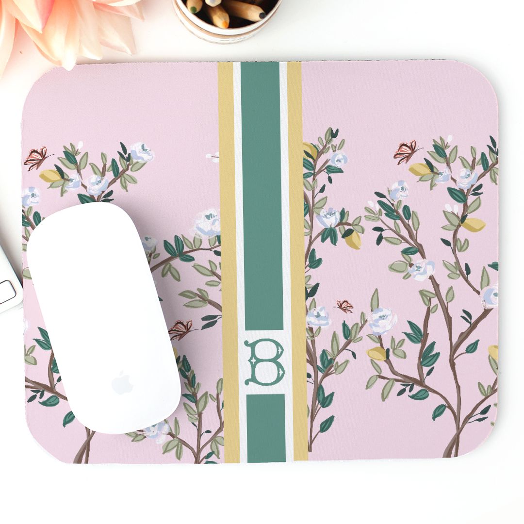 Mouse PadBlossom Garden Striped Monogrammed Mouse PadBritt Mills Design
