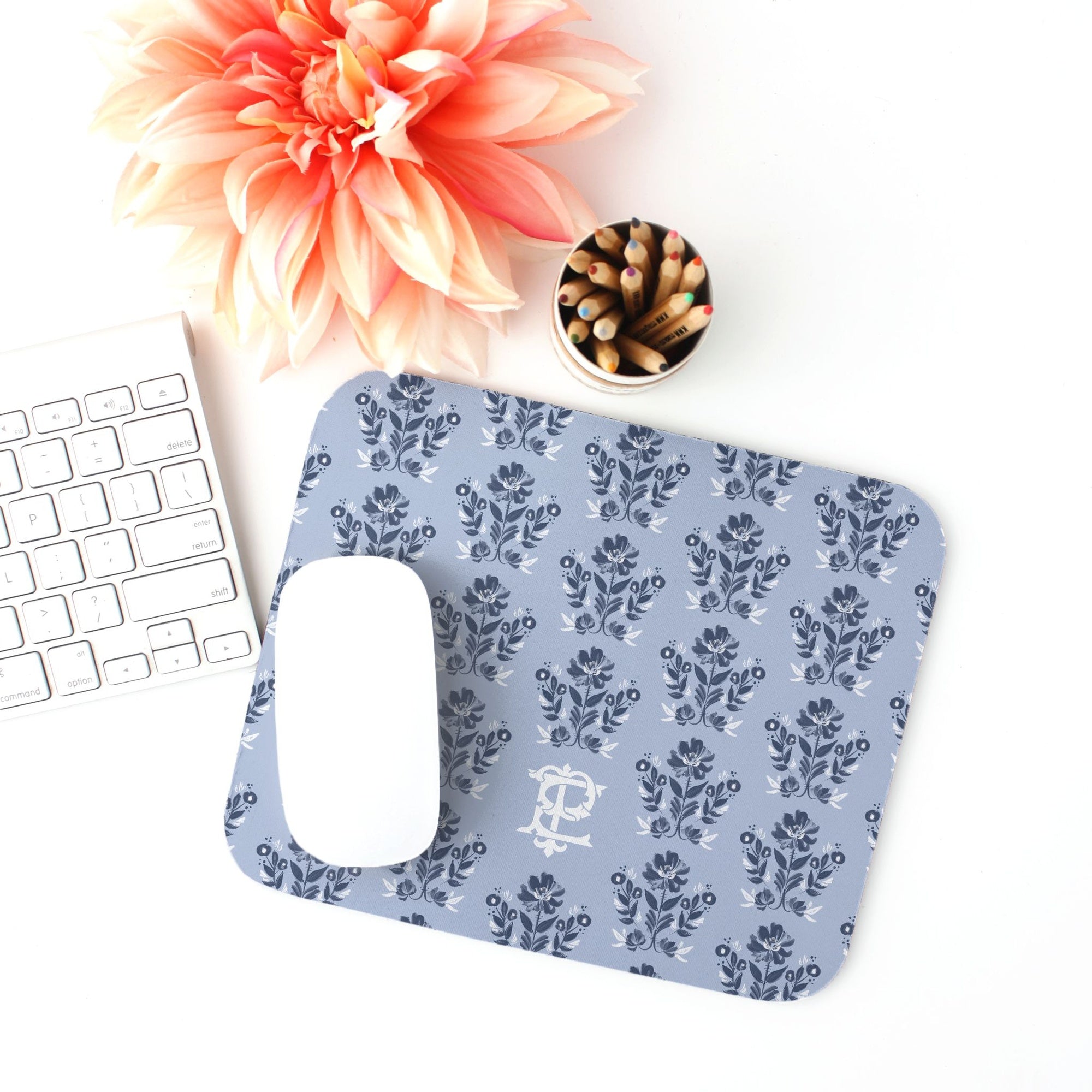 Mouse PadEvangeline Blue Monogrammed Mouse PadBritt Mills Design