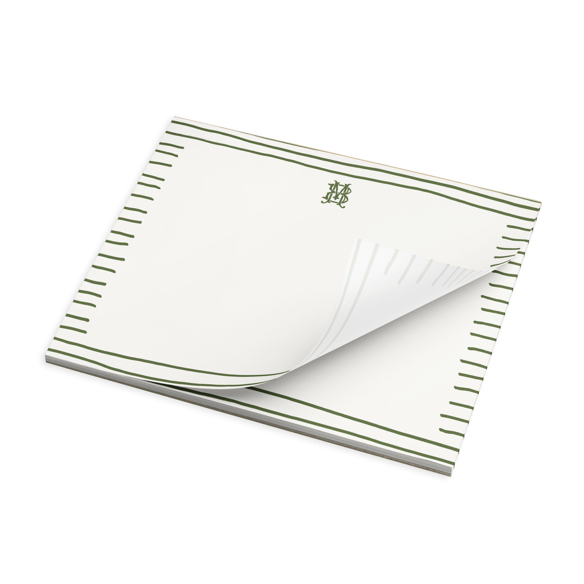 Evergreen Stripes Monogrammed Notepad