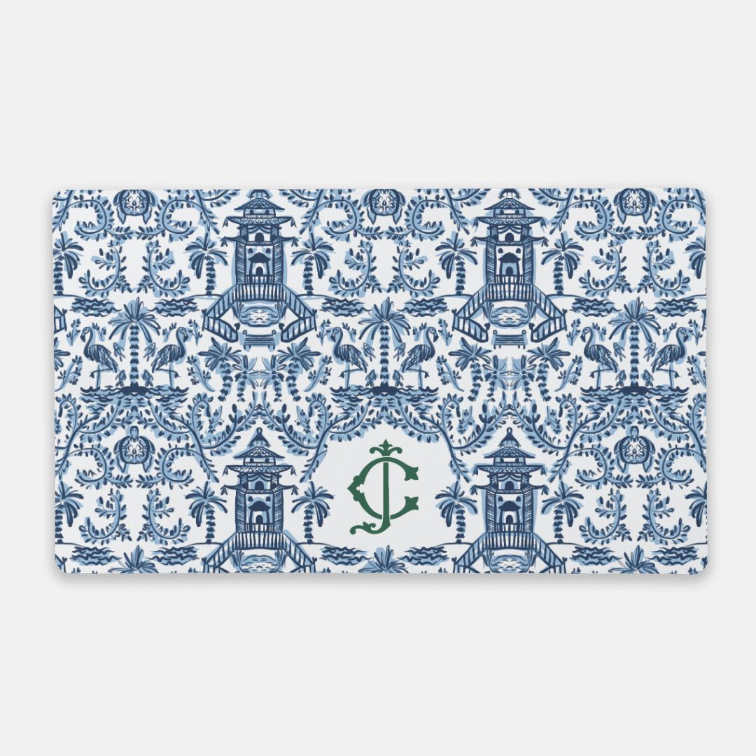 Large Desk Mat - Palm Beach Monogrammed Desk Mat - Large (24" X 14")