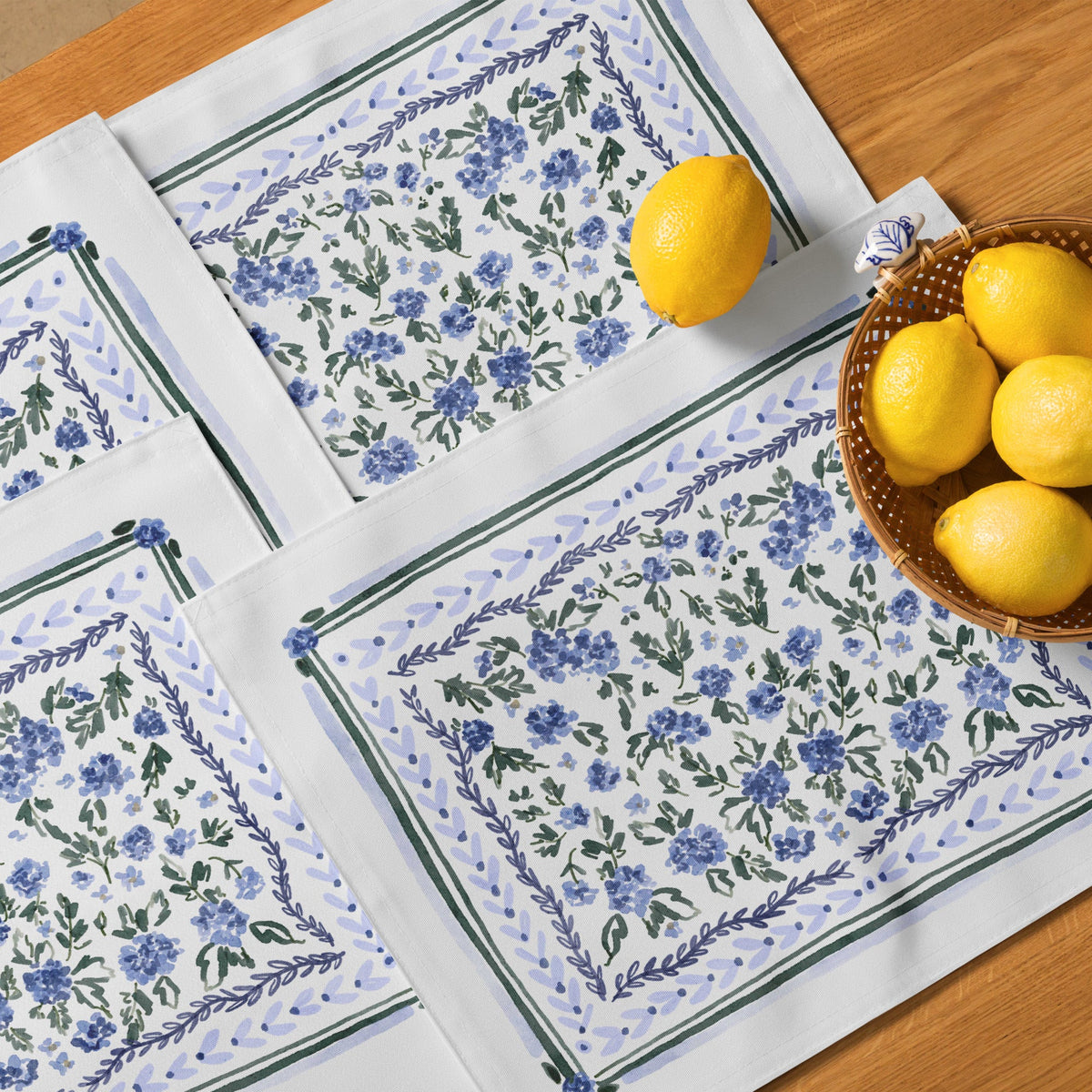 Chinoiserie Preppy Floral Placemats - Set of 4
