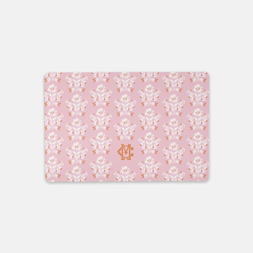 Small Desk MatEvangeline Pink Monogrammed Desk Mat – Small (18″ x 12″)Britt Mills Design