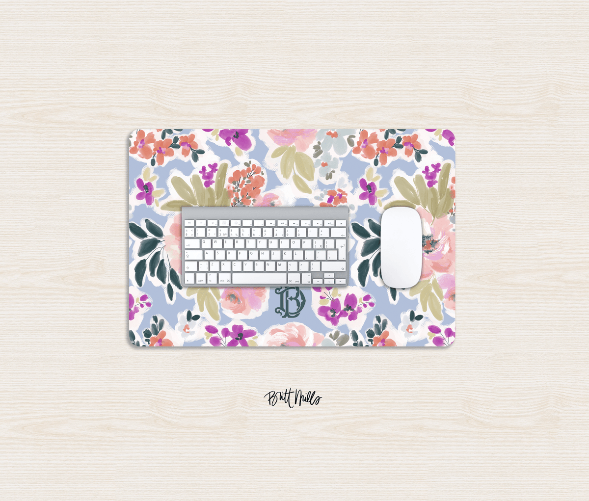 Small Desk MatIsla Monogrammed Desk Mat – Small (18″ x 12″)Britt Mills Design