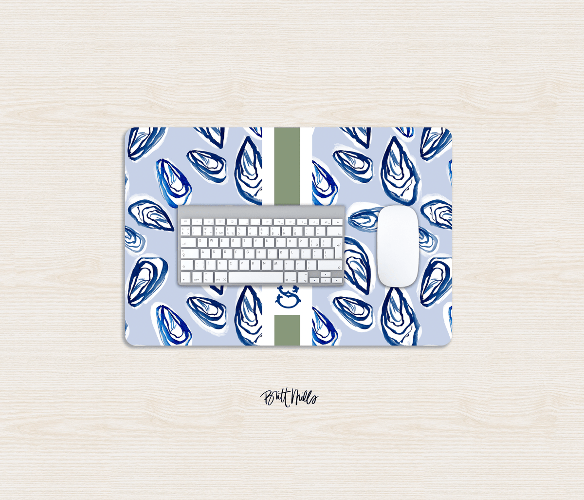 Small Desk MatNantucket Striped Monogrammed Desk Mat – Small (18″ x 12″)Britt Mills Design