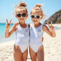 SwimsuitSeaside Stripes Girls Swimsuit (Personalized)Britt Mills Design