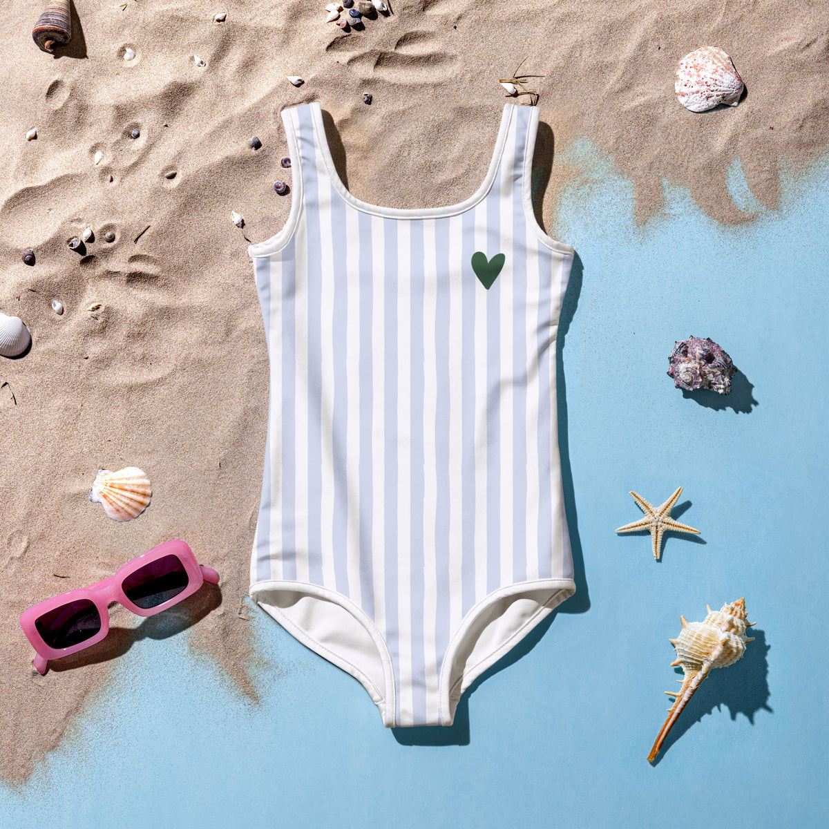 SwimsuitSeaside Stripes Girls Swimsuit (Personalized)Britt Mills Design