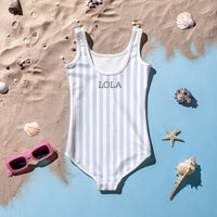 SwimsuitSeaside Stripes Girls Swimsuit (Personalized)Britt Mills Design