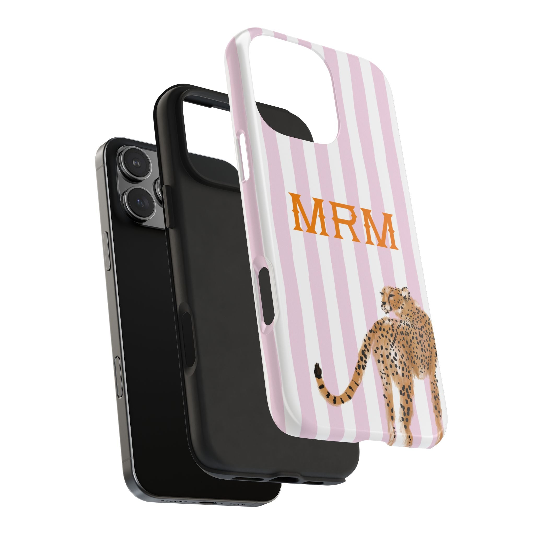 Preppy Cheetah (Pink) Monogrammed Tough Phone Case