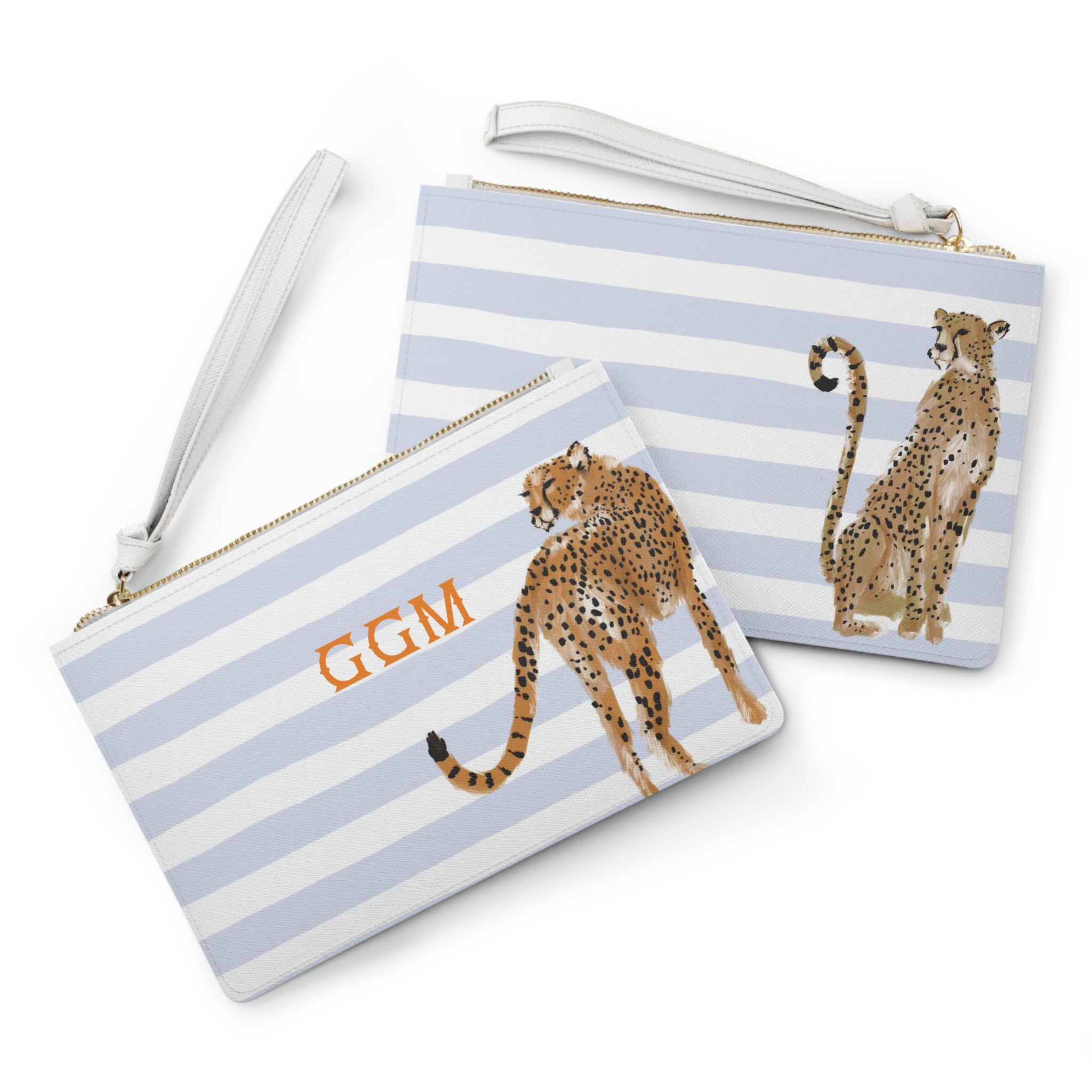 Preppy Cheetah (Blue) Monogrammed Mahjong Card Holder