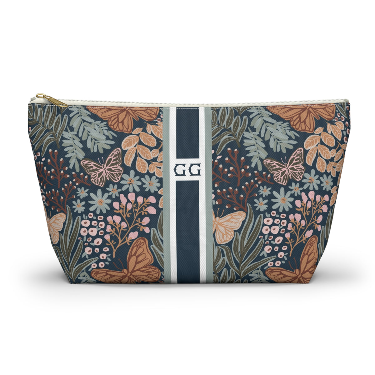Dabney Striped Monogrammed Mahjong Tile Pouch