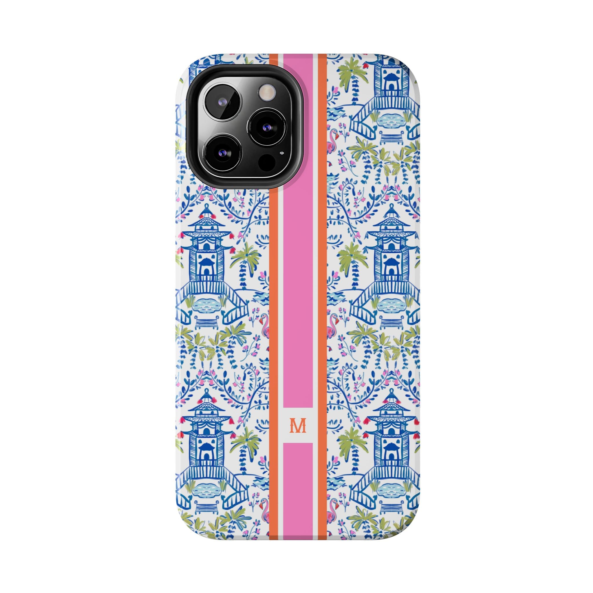 Colorful Chinoiserie Monogrammed Tough Phone Case