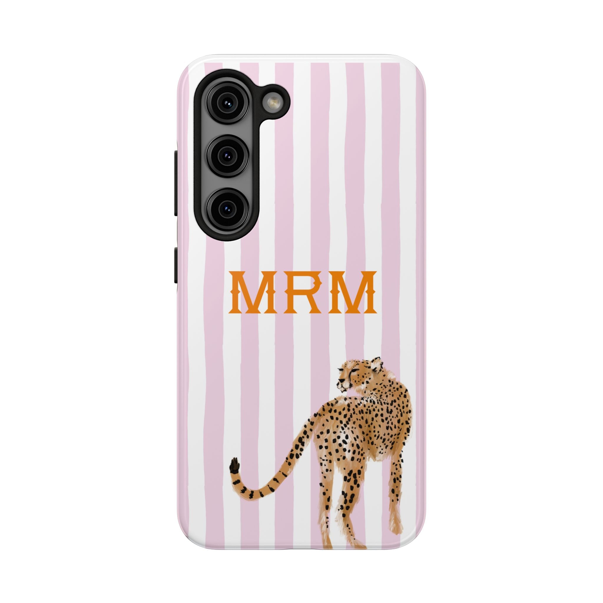 Preppy Cheetah (Pink) Monogrammed Tough Phone Case