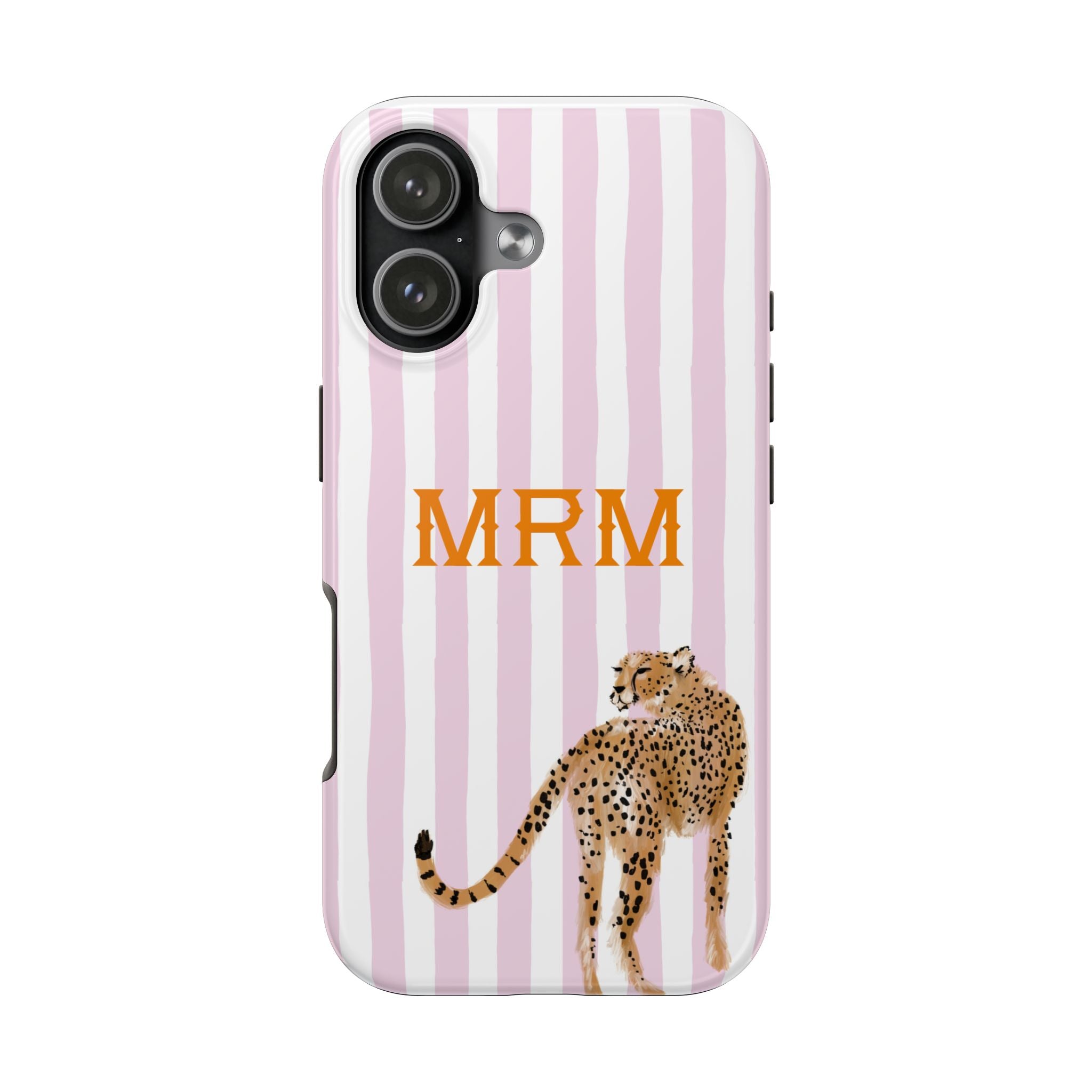 Preppy Cheetah (Pink) Monogrammed Tough Phone Case