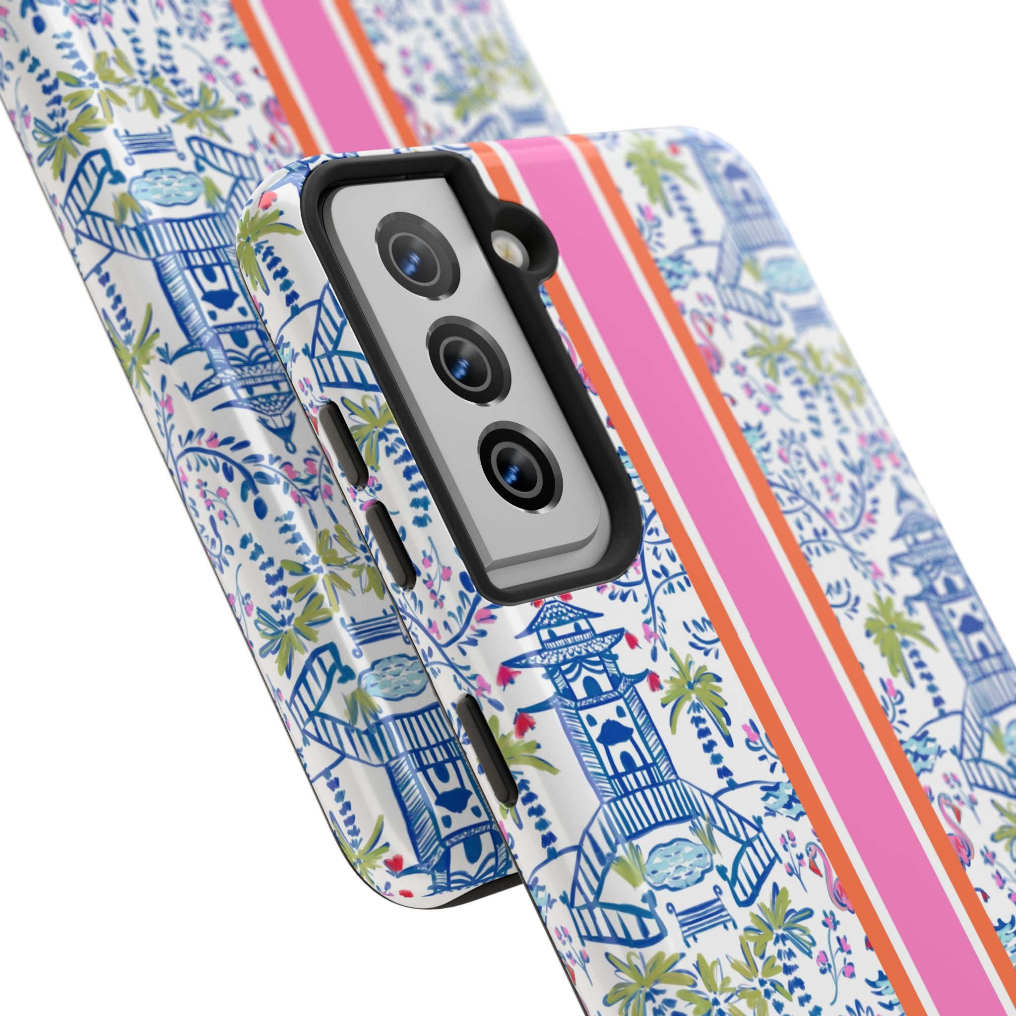 Colorful Chinoiserie Monogrammed Tough Phone Case