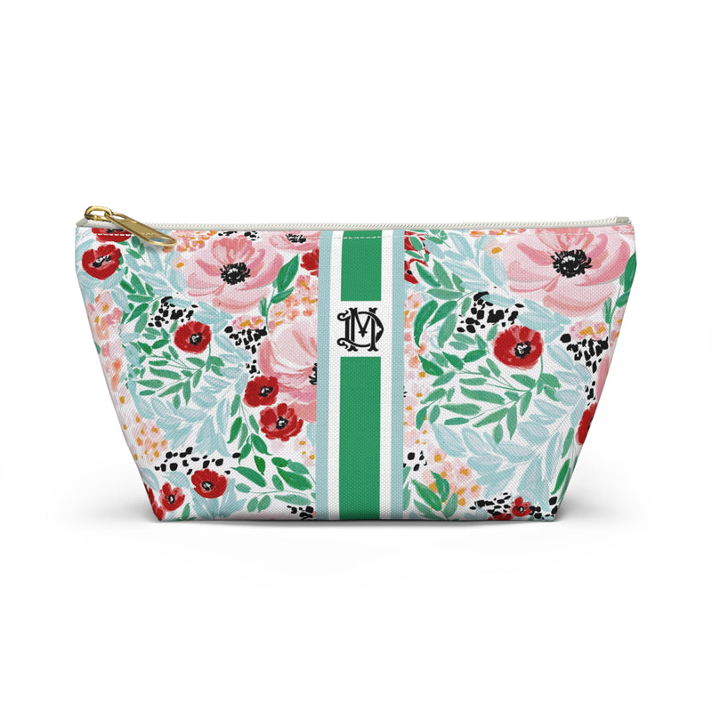 Colette Striped Monogrammed Pouch