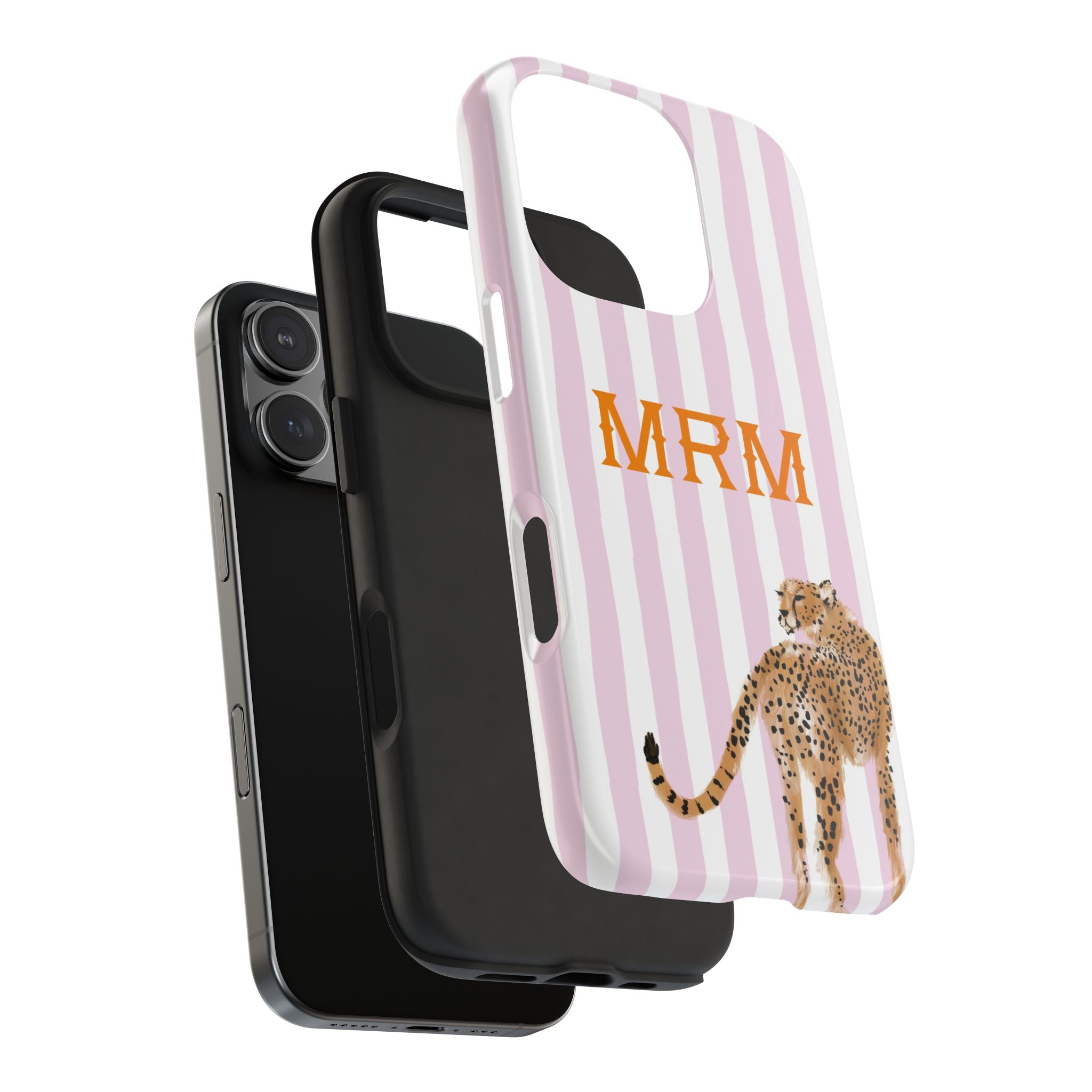 Preppy Cheetah (Pink) Monogrammed Tough Phone Case
