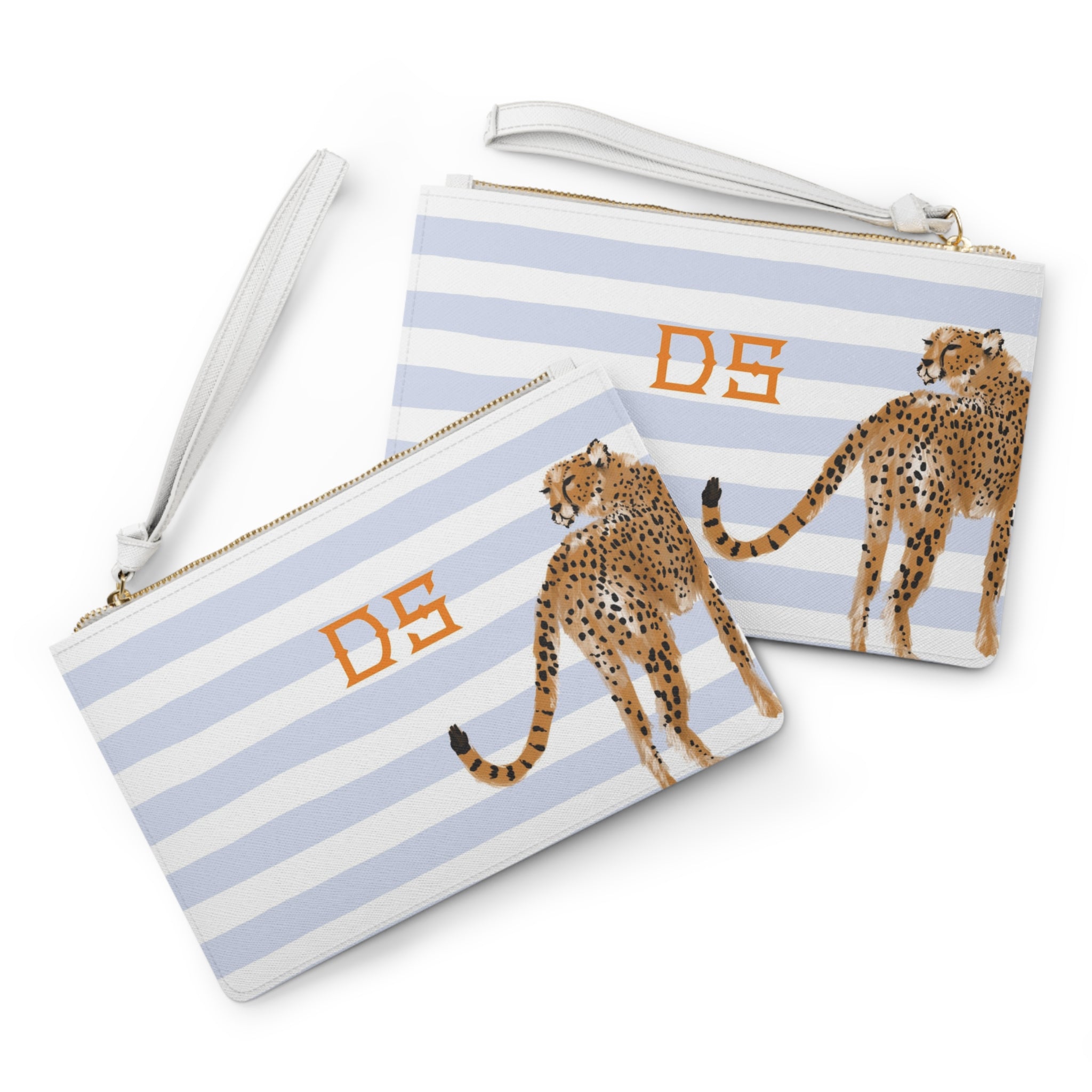 Preppy Cheetah (Blue) Monogrammed Mahjong Card Holder