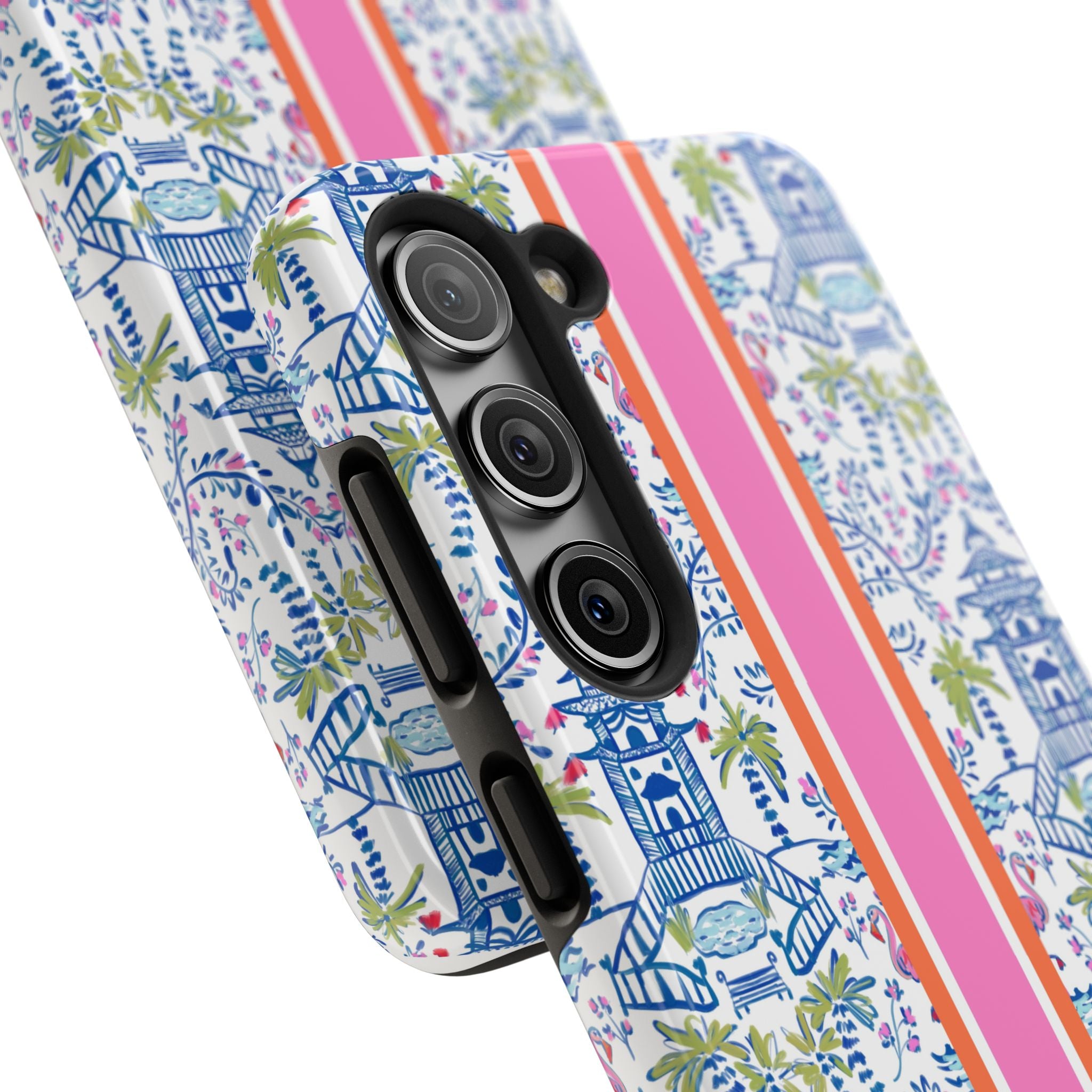 Colorful Chinoiserie Monogrammed Tough Phone Case