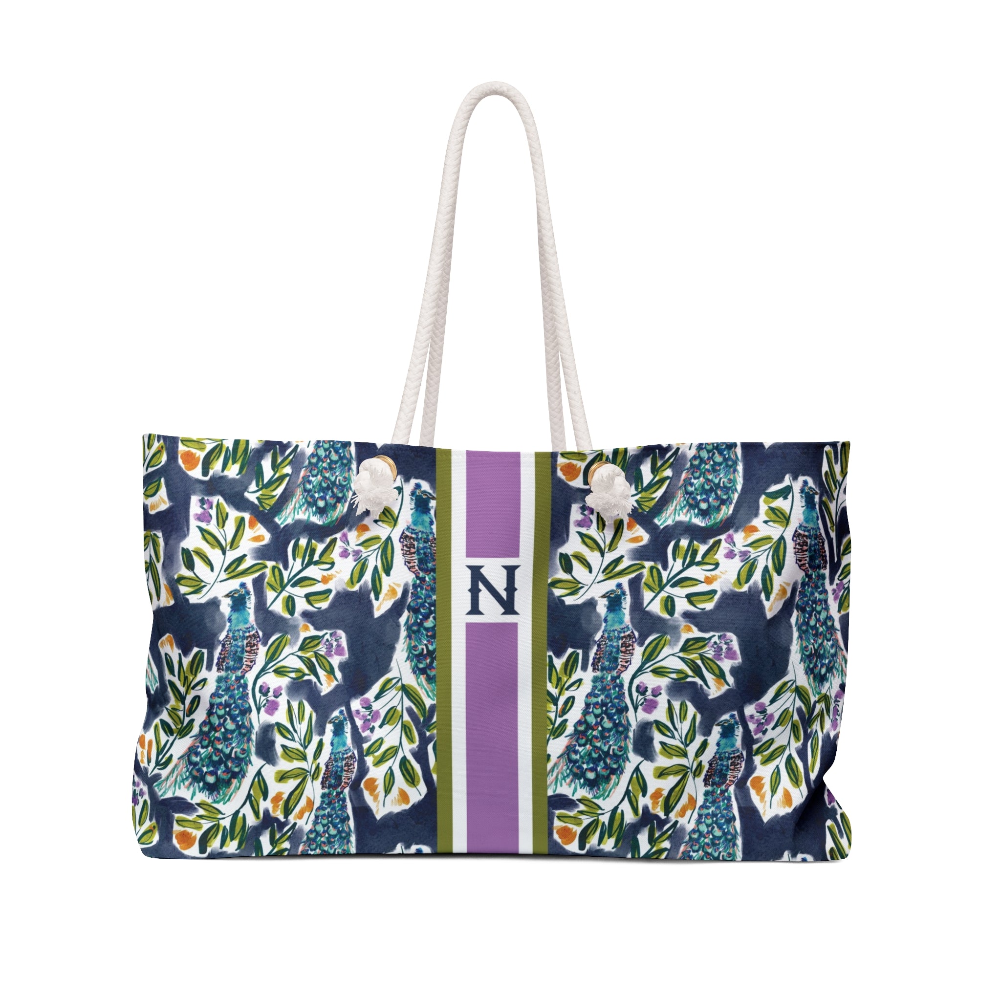 Peacock Striped Monogrammed Mahjong Bag