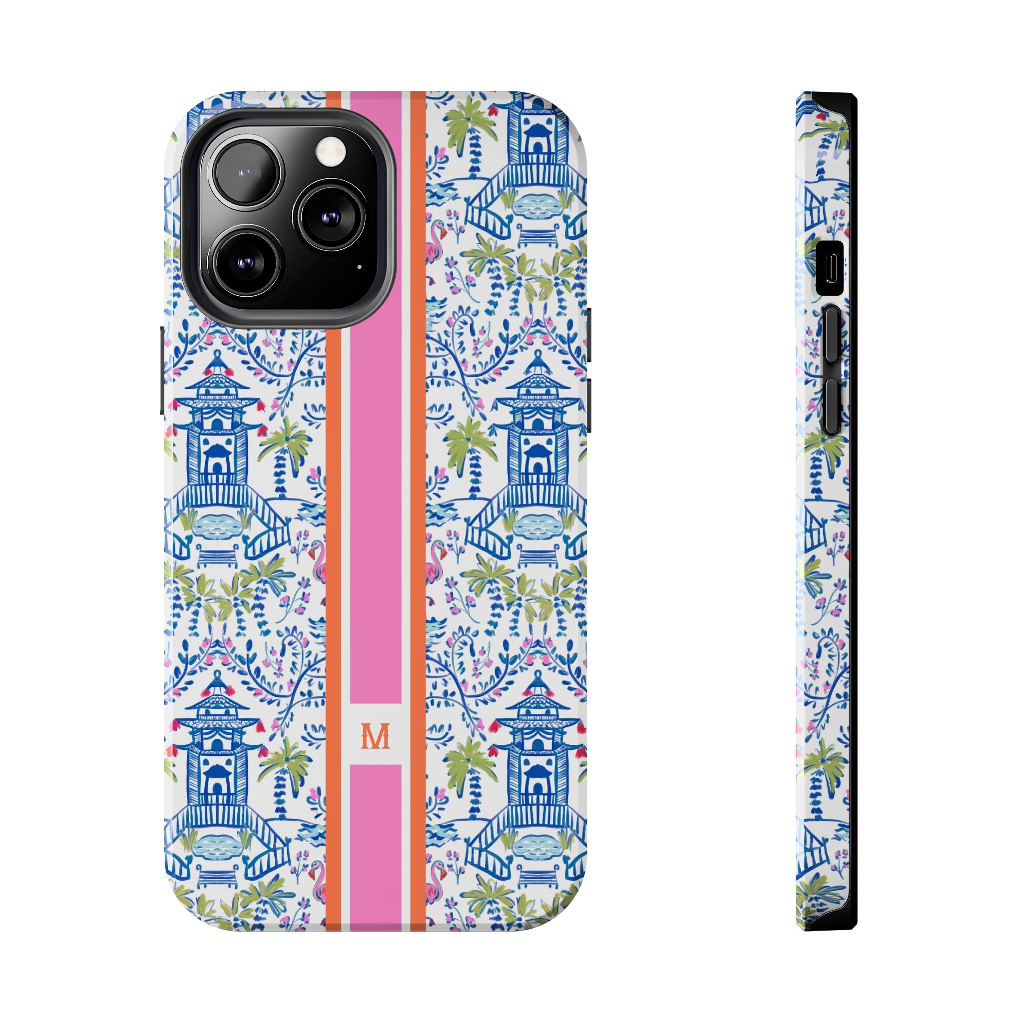 Colorful Chinoiserie Monogrammed Tough Phone Case