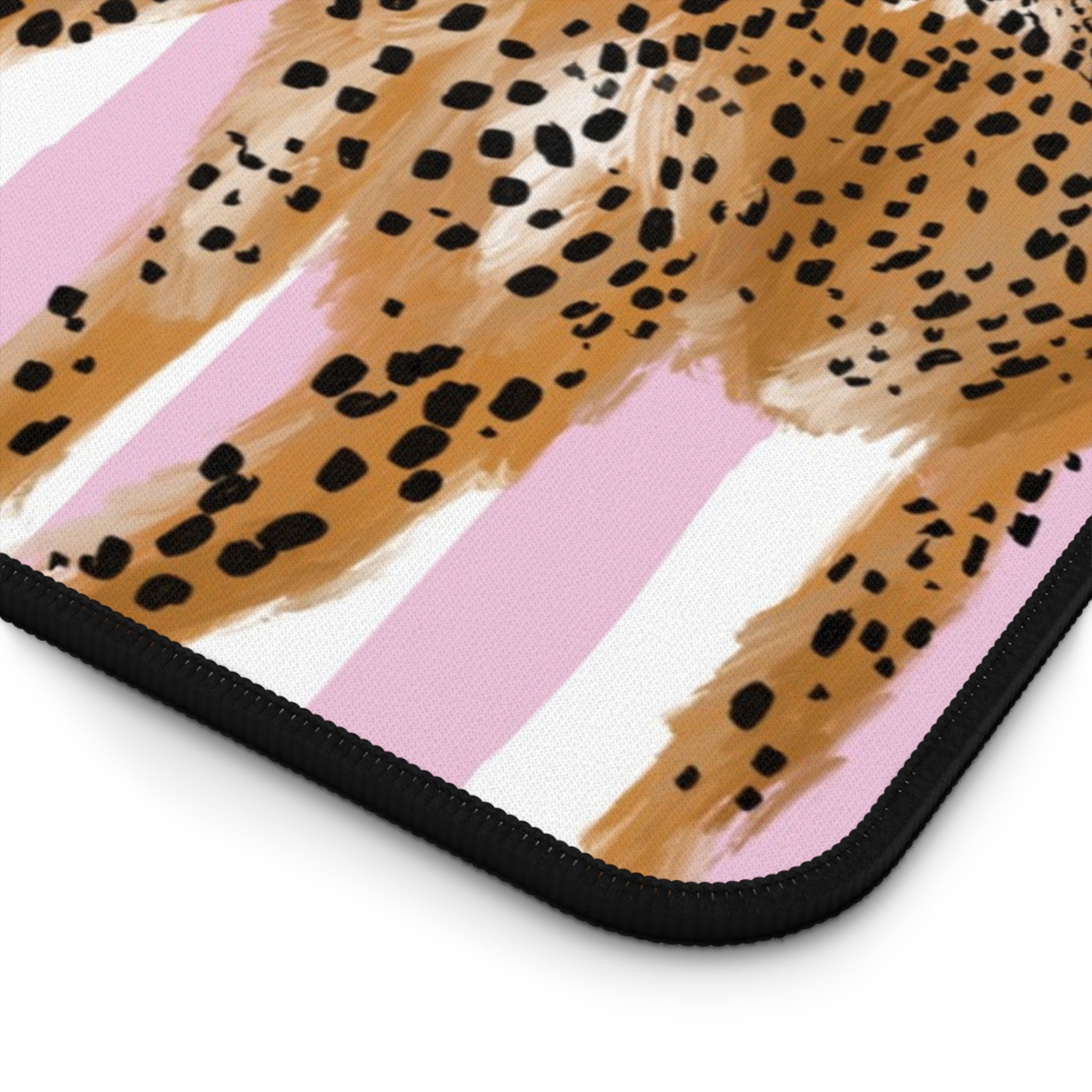 Preppy Cheetah (Pink) Monogrammed Desk Mat