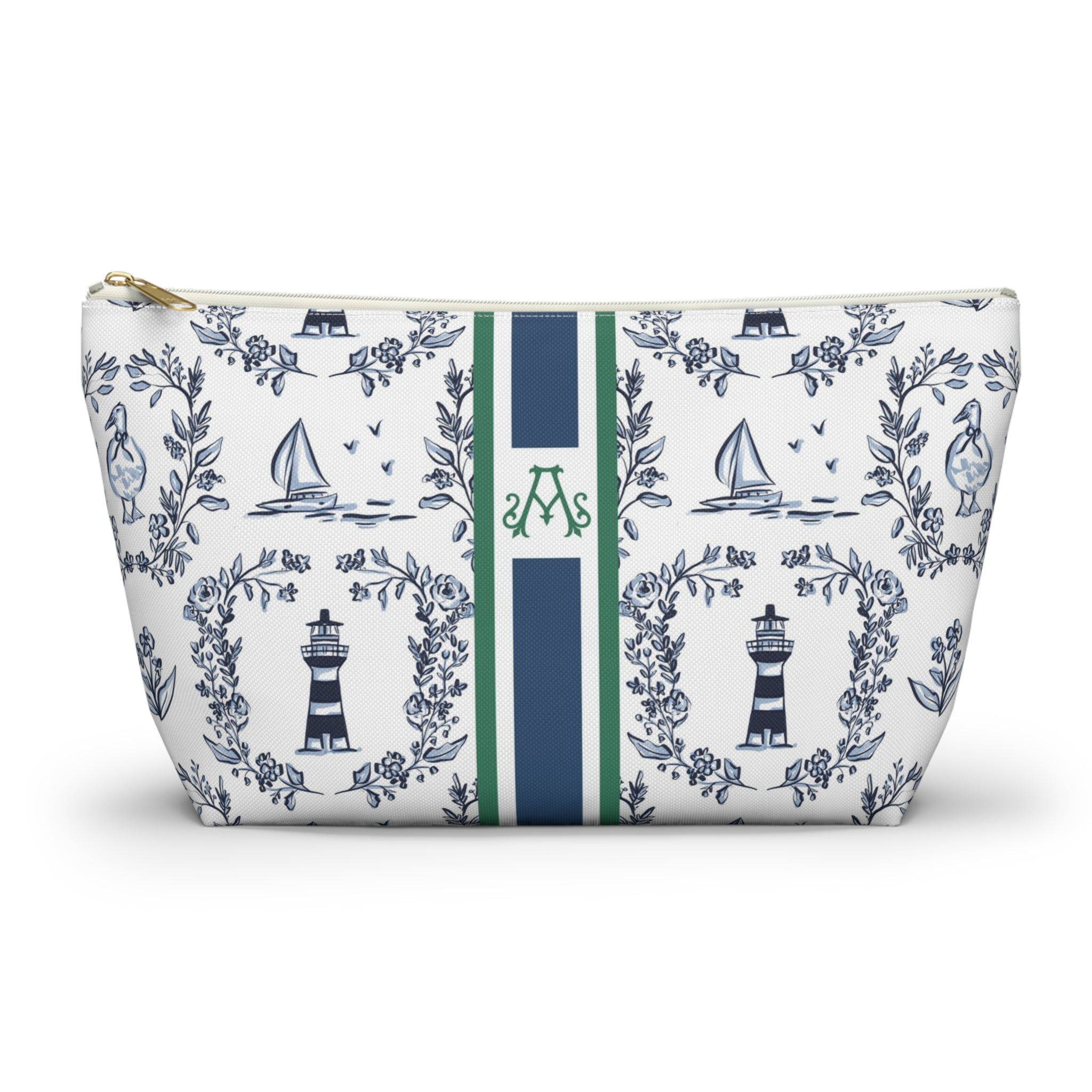 East Coast Summer Striped Monogrammed Pouch