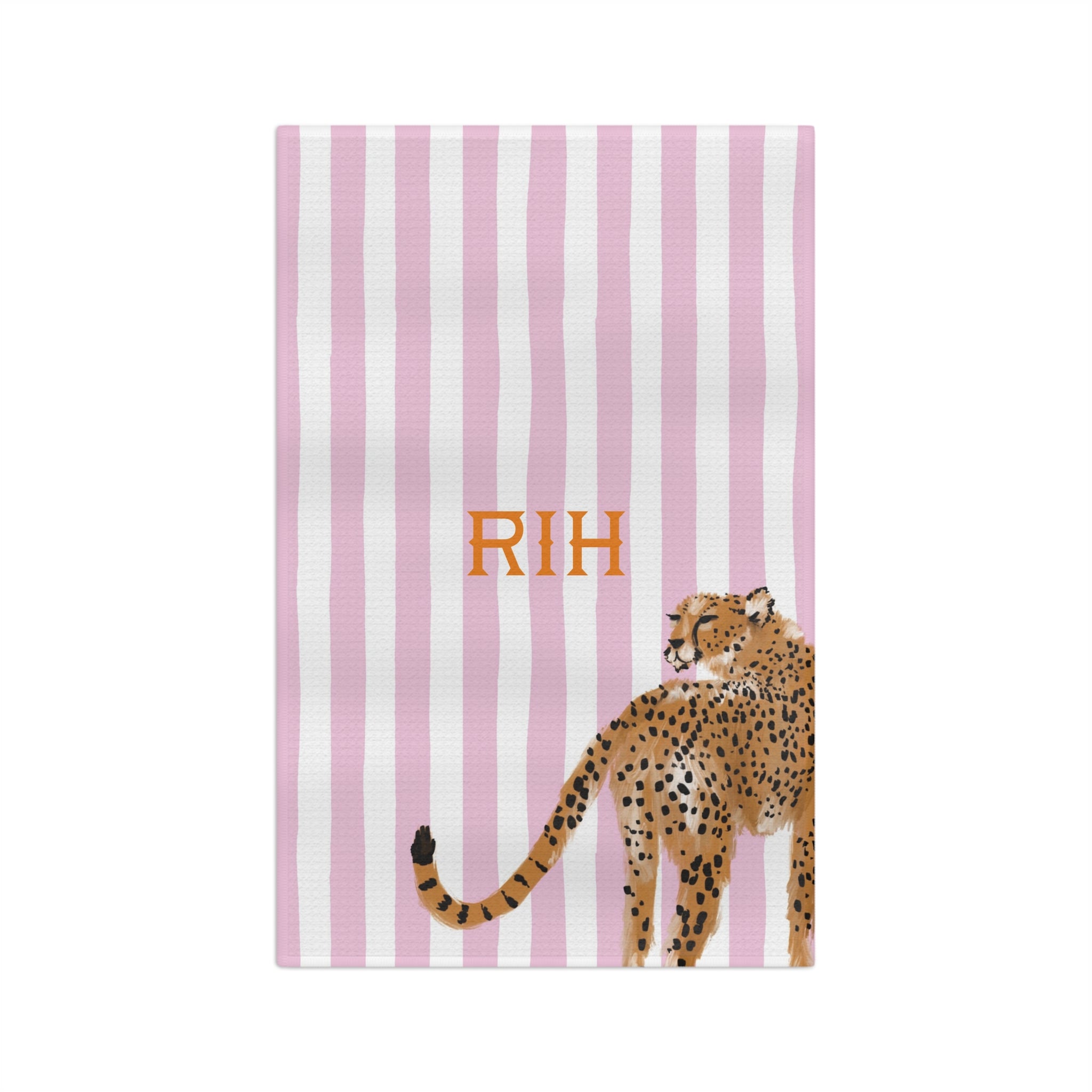 Preppy Cheetah (Pink) Monogrammed Microfiber Kitchen Towel