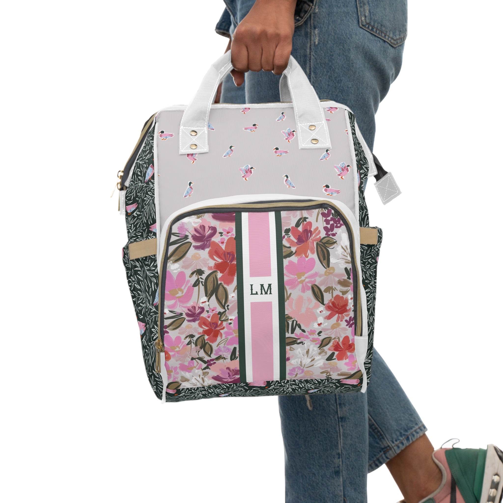 Mallard Manor Monogrammed Nylon Waterproof Diaper Backpack