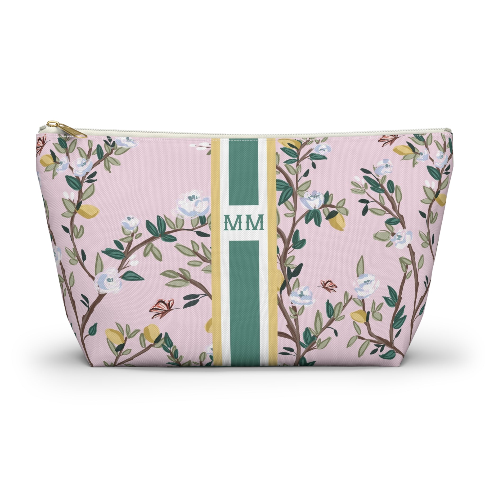 Blossom Garden Striped Monogrammed Mahjong Tile Pouch