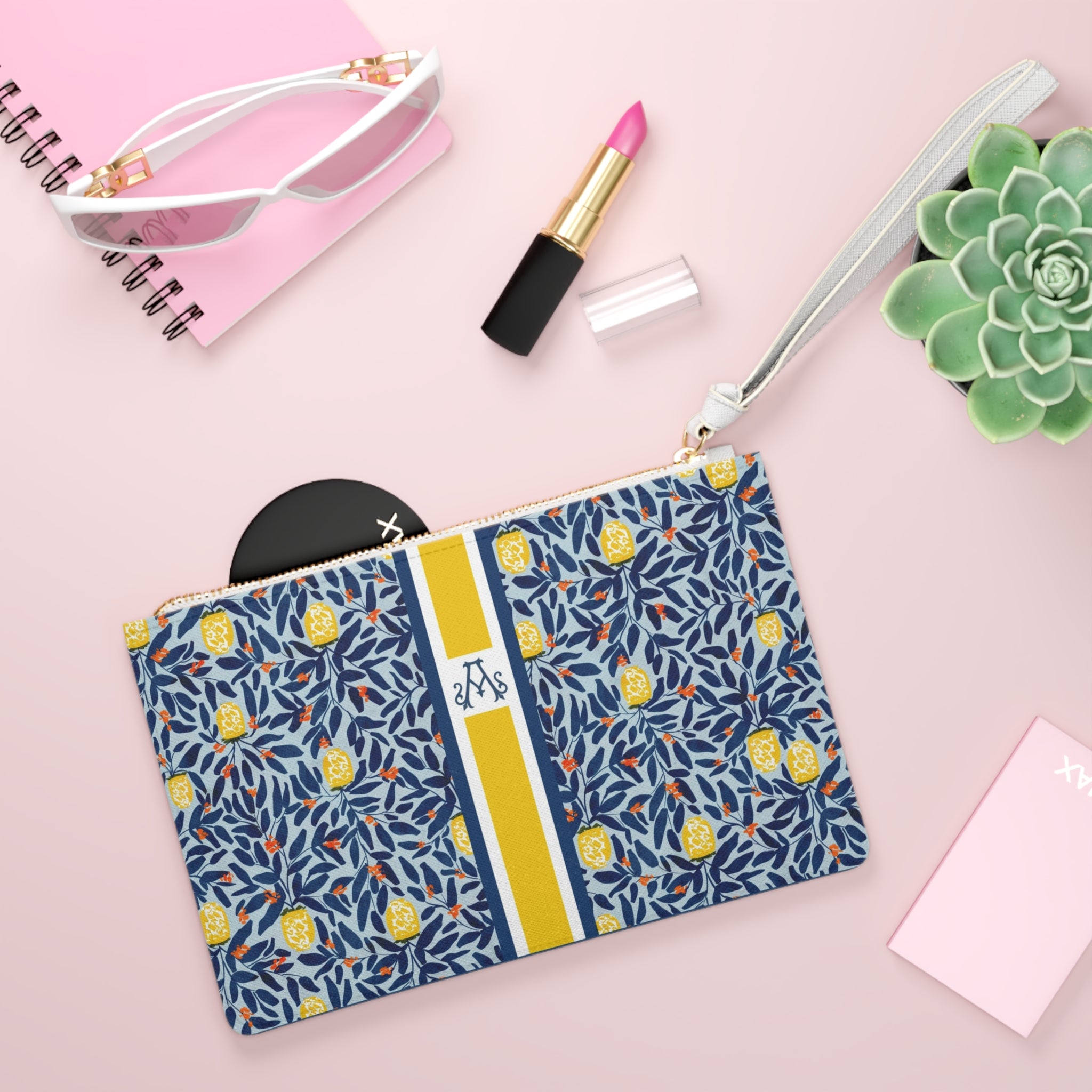 Lola Striped Monogrammed Mahjong Card Pouch