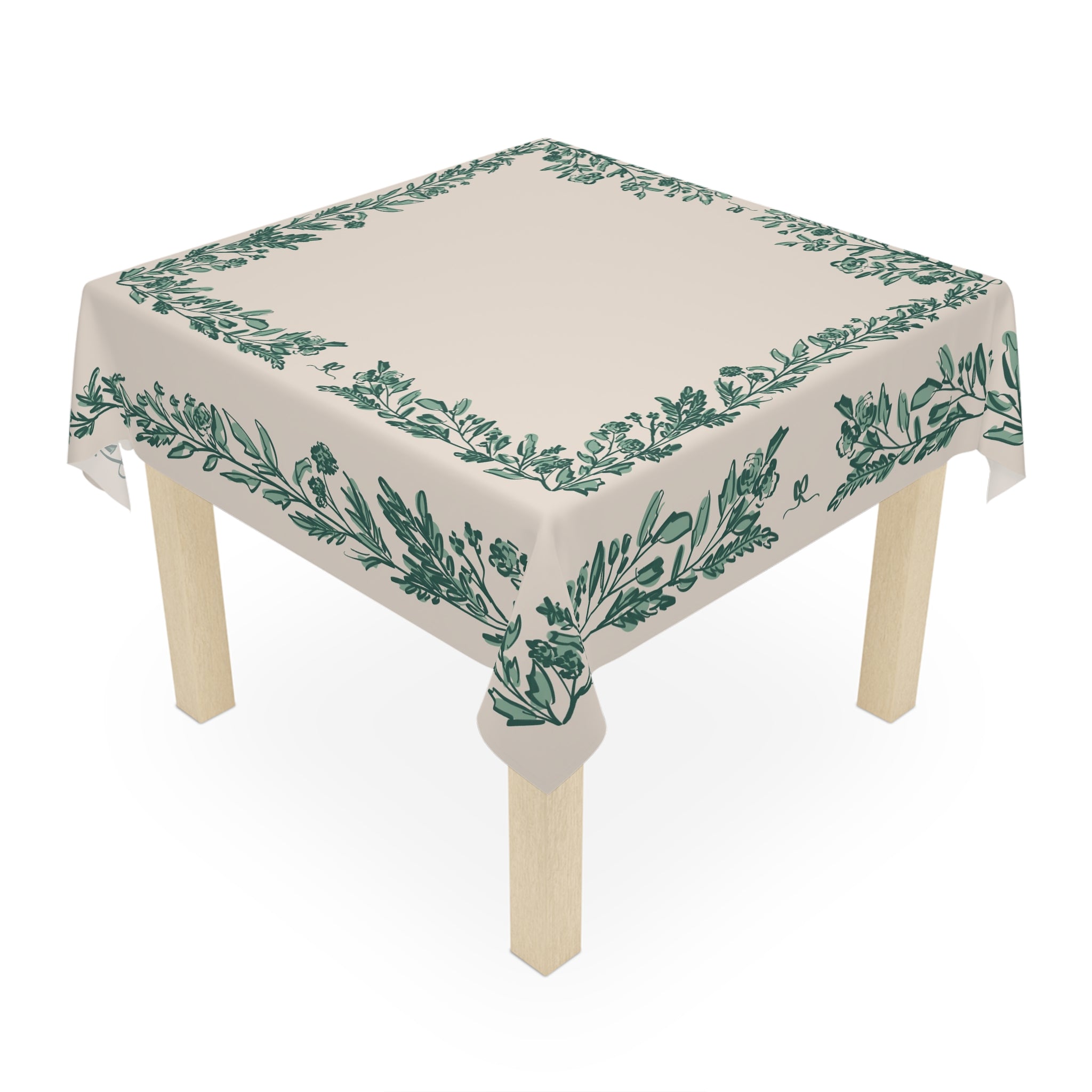 Bow and Bloom Square Tablecloth (Green)