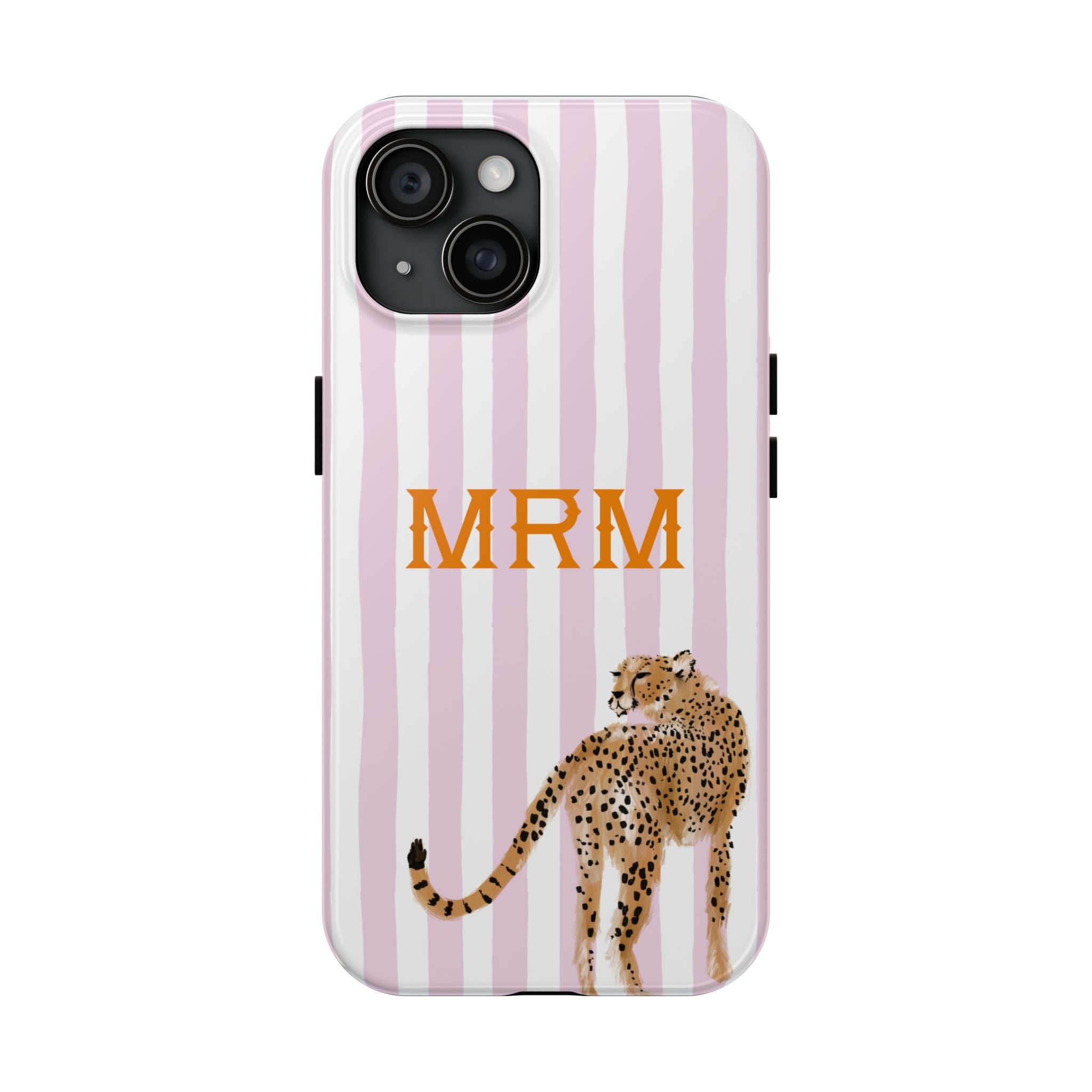 Preppy Cheetah (Pink) Monogrammed Tough Phone Case