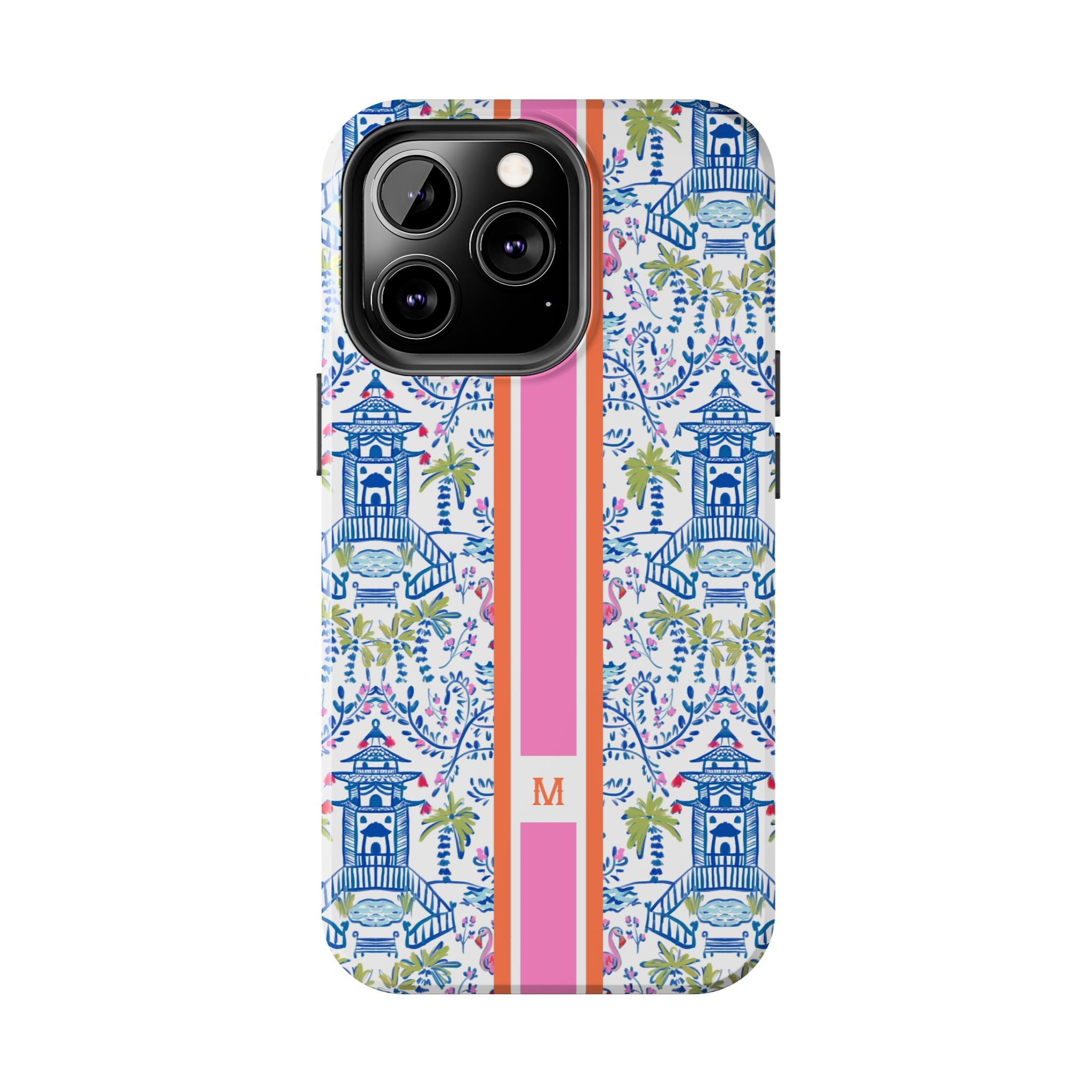 Colorful Chinoiserie Monogrammed Tough Phone Case