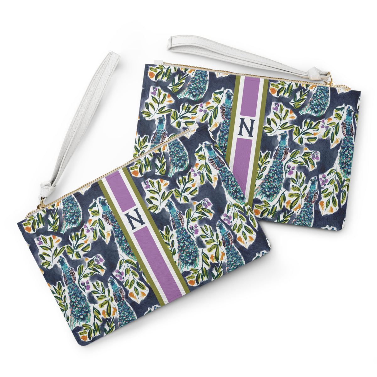 Peacock Garden Striped Monogrammed Mahjong Card Holder