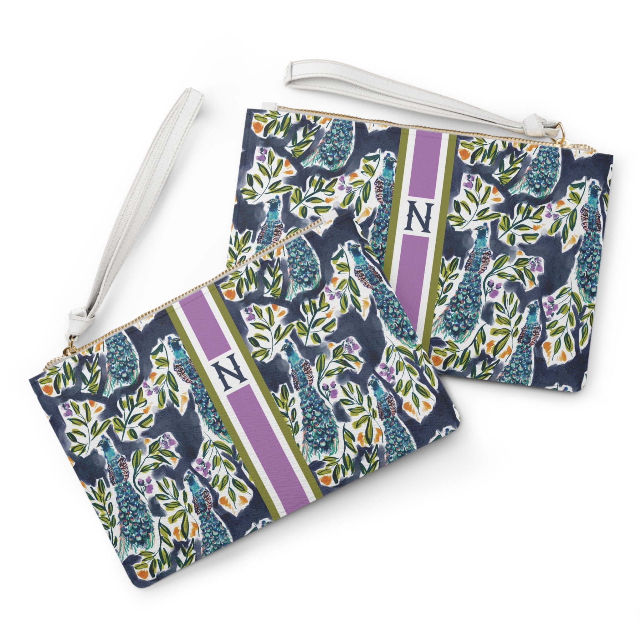 Peacock Garden Striped Monogrammed Mahjong Card Holder