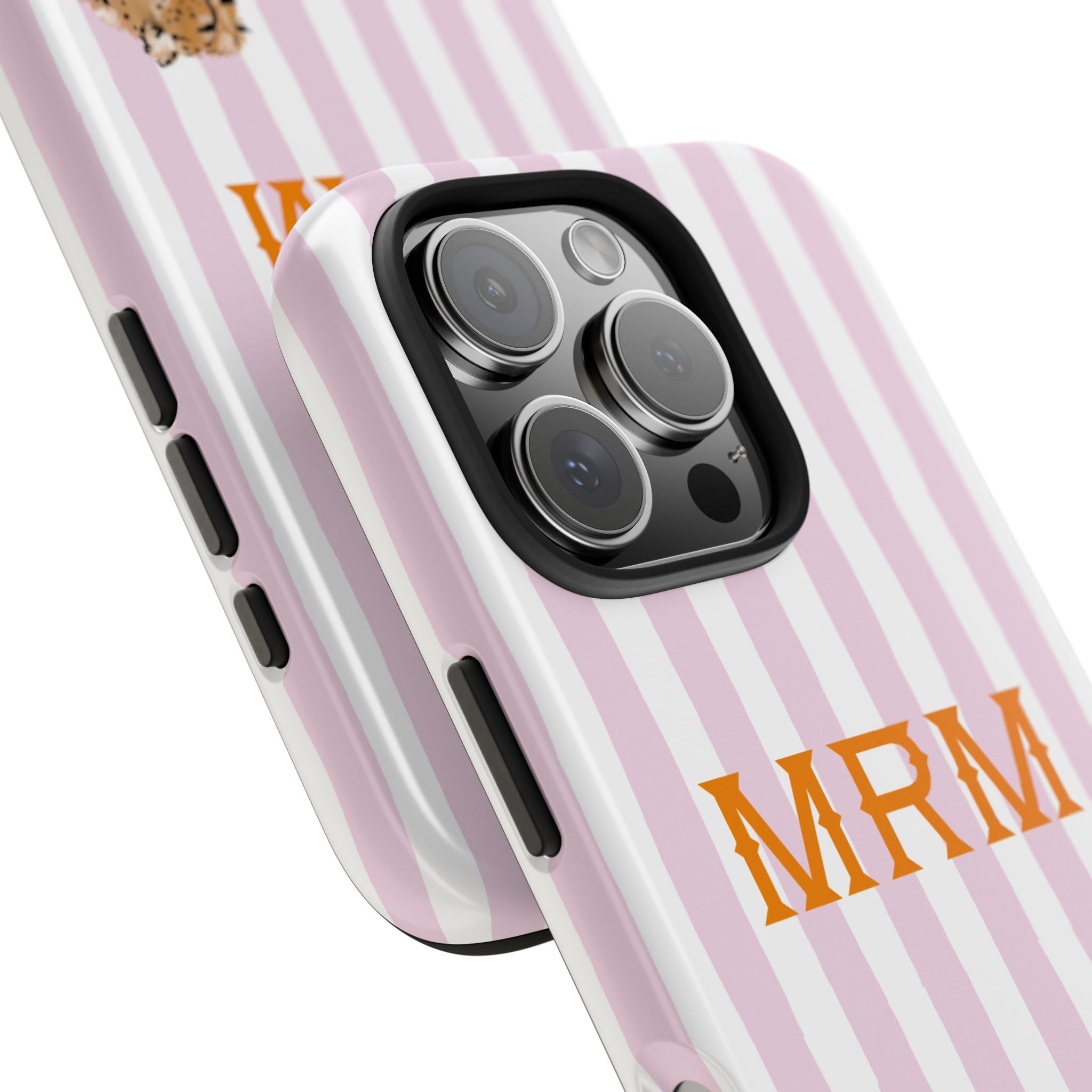 Preppy Cheetah (Pink) Monogrammed Tough Phone Case