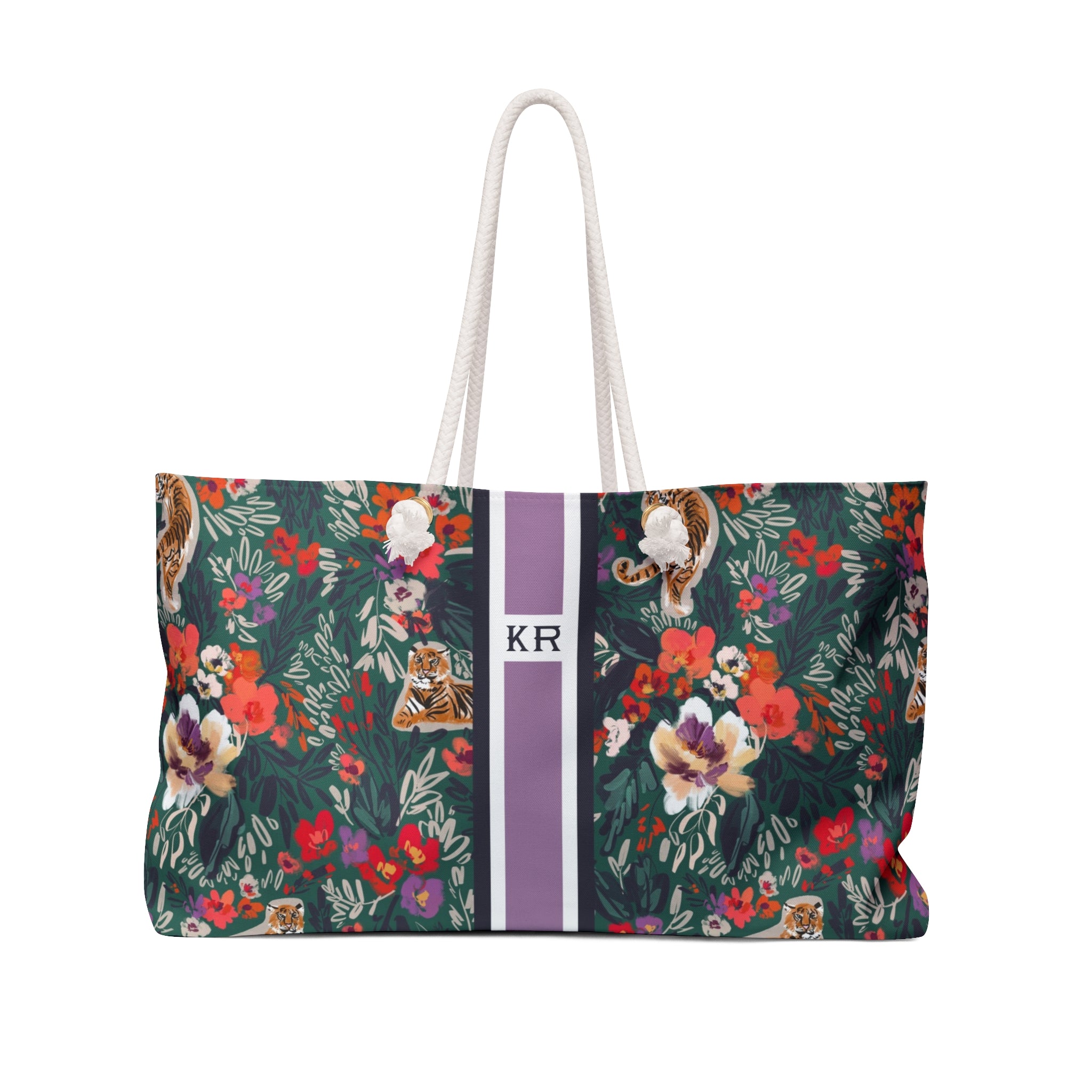Regal Bloom Striped Monogrammed Mahjong Bag