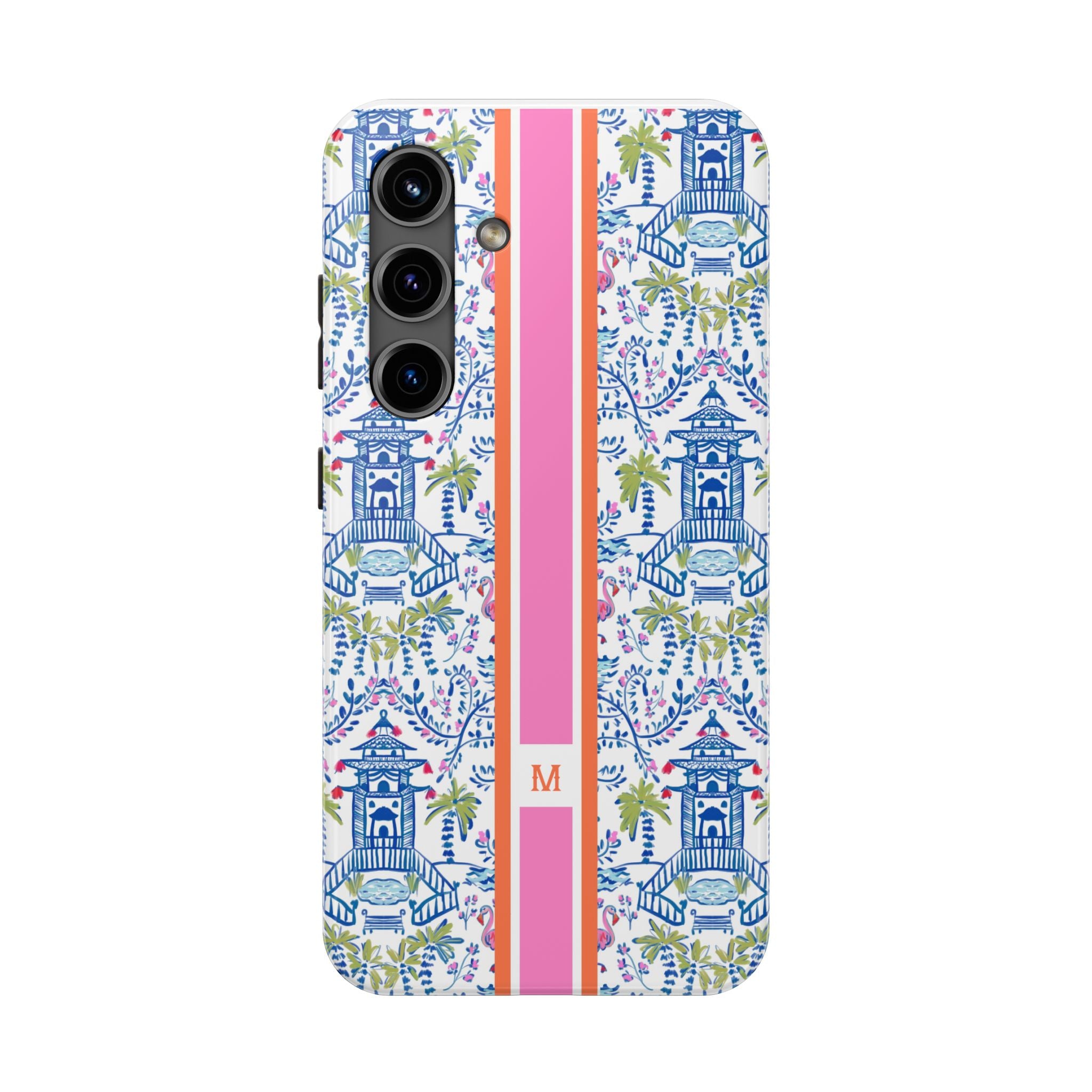 Colorful Chinoiserie Monogrammed Tough Phone Case