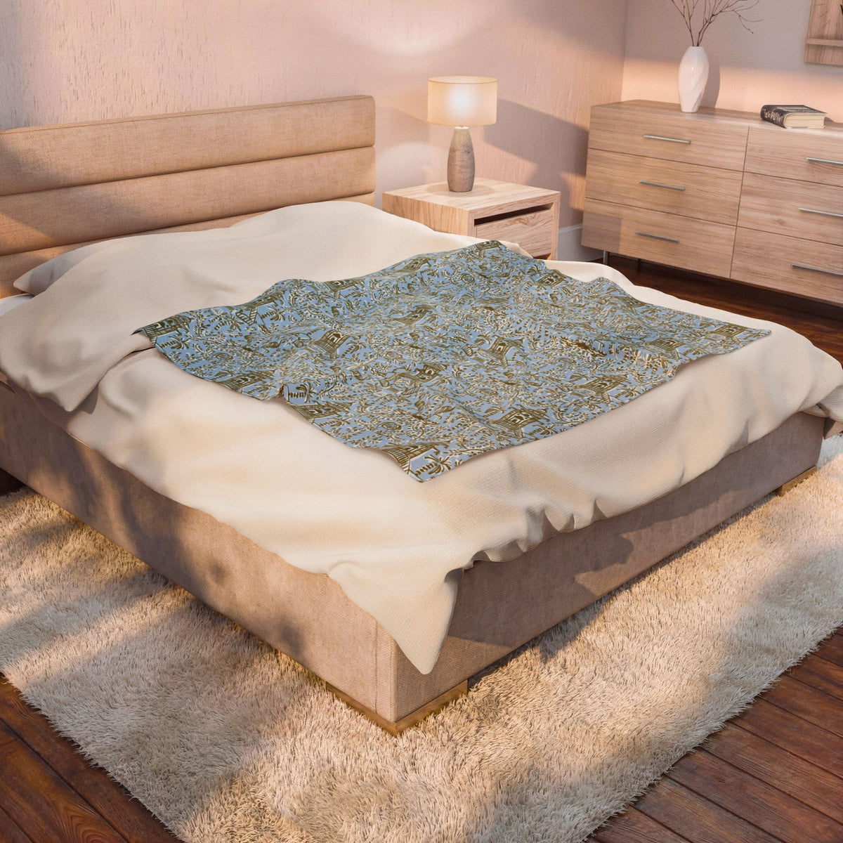 Soirée Blue Velveteen Throw Blanket