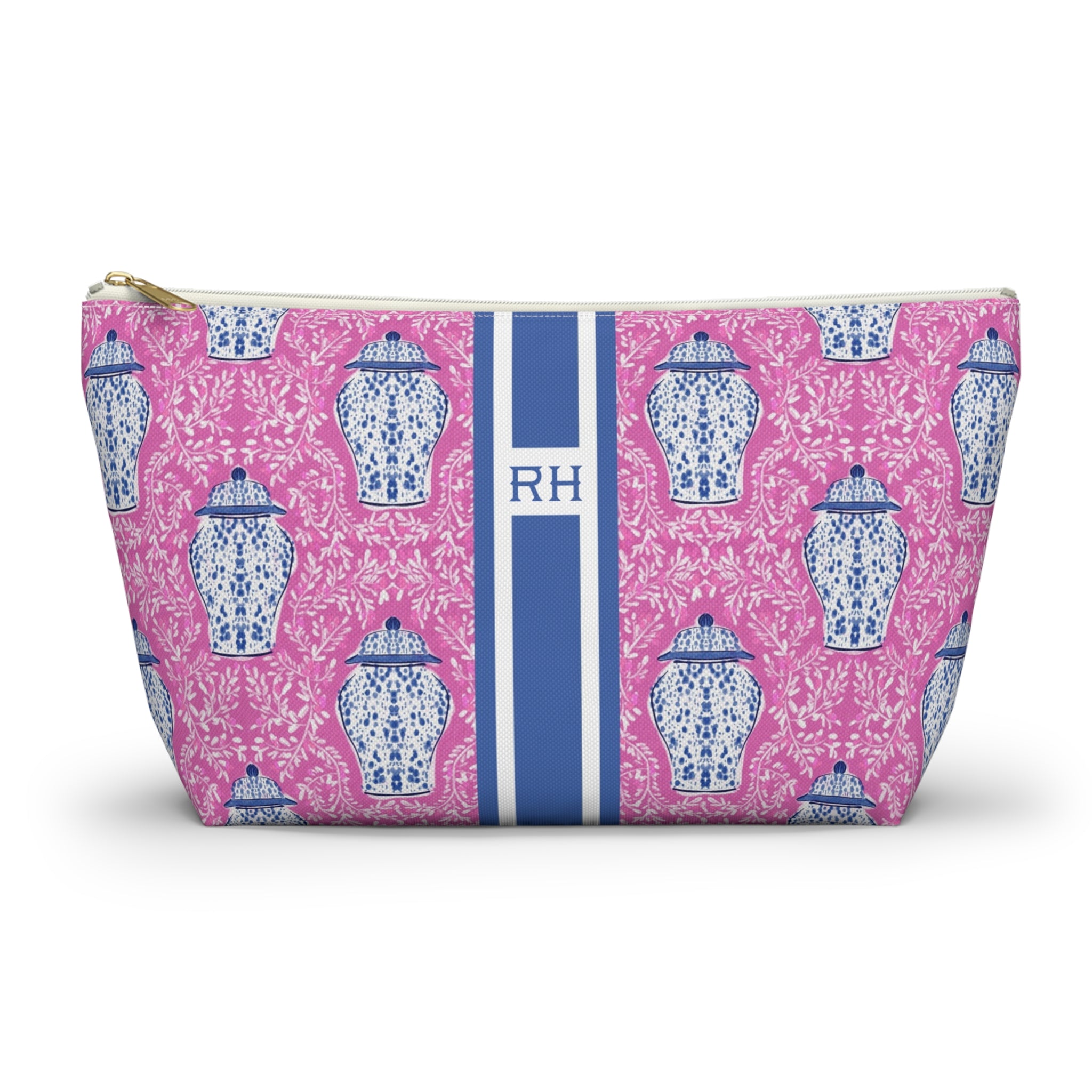 Ginger Striped Monogrammed Mahjong Tile Pouch