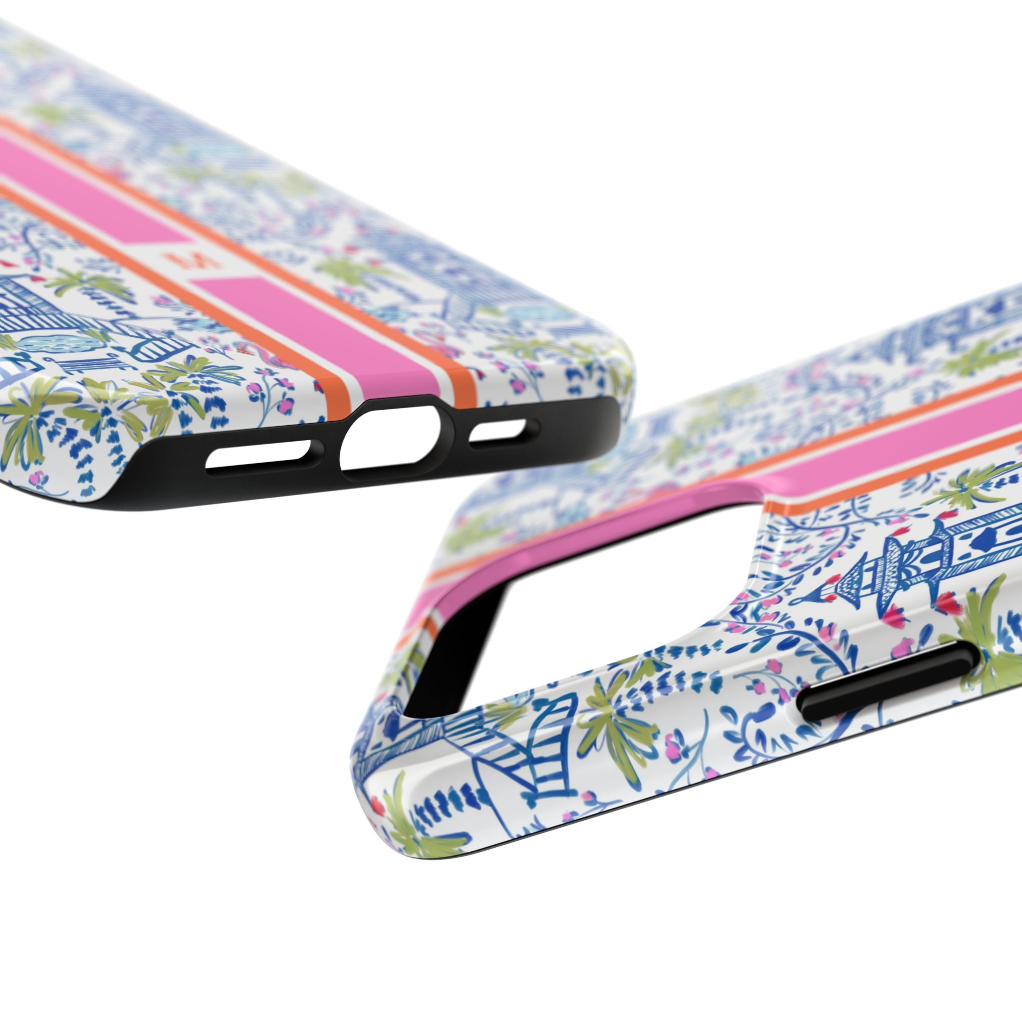 Colorful Chinoiserie Monogrammed Tough Phone Case