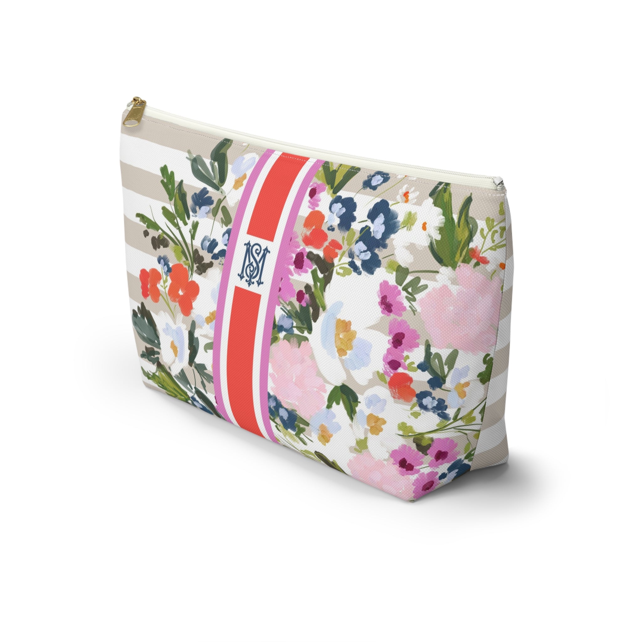 Veranda Striped Monogrammed Pouch