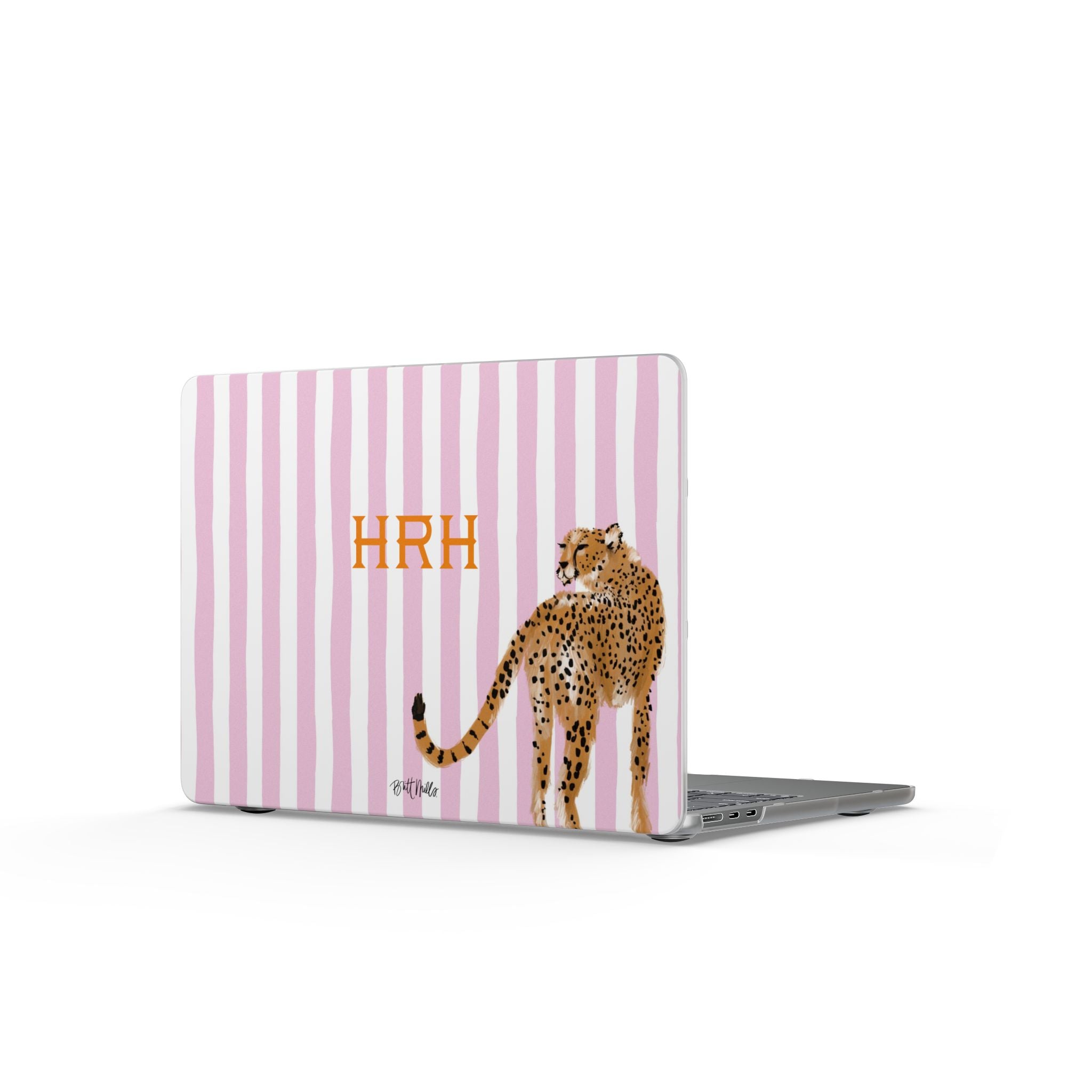 Preppy Cheetah Pink Monogrammed Matte MacBook Cases