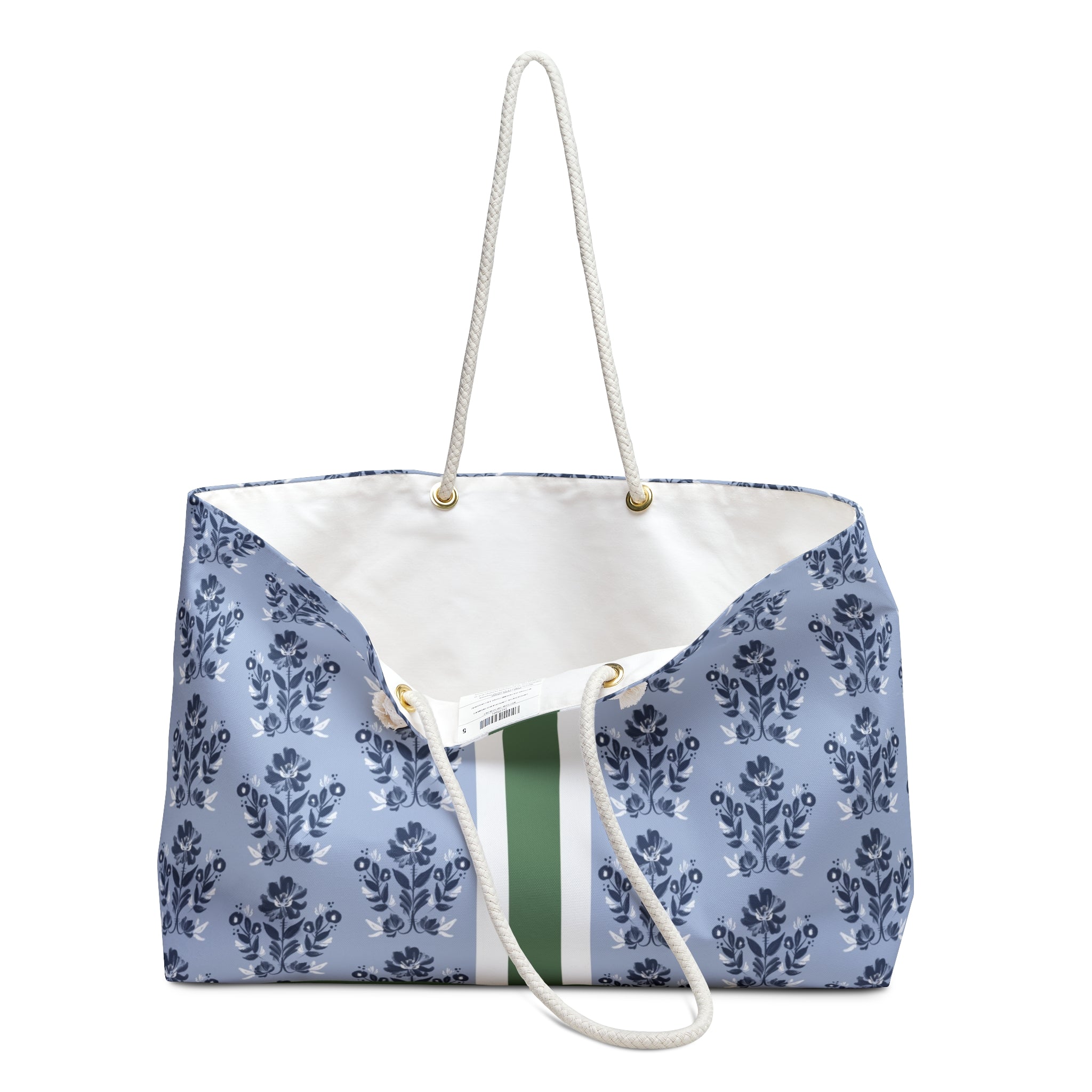 Evangeline Blue Striped Monogrammed Mahjong Bag