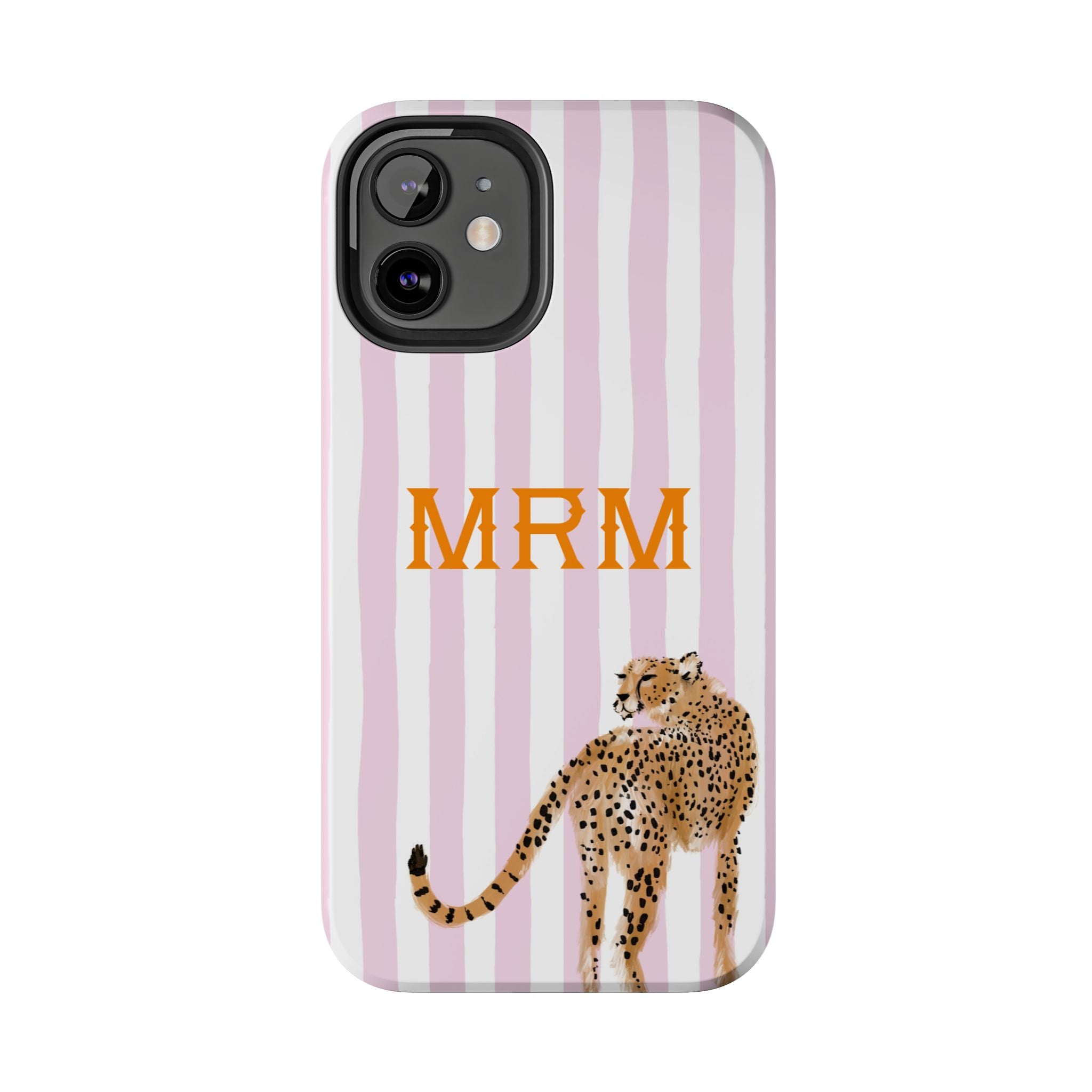 Preppy Cheetah (Pink) Monogrammed Tough Phone Case
